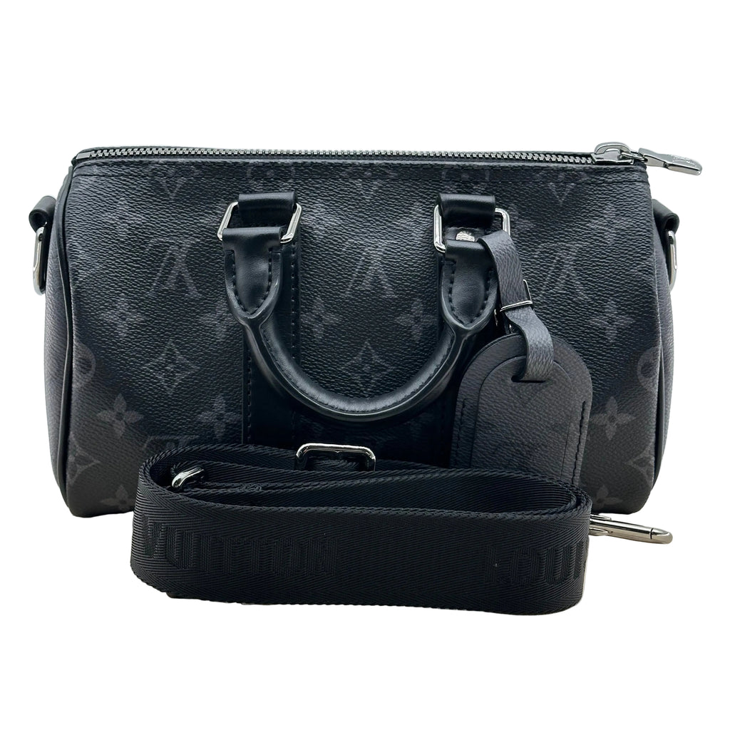 LOUIS VUITTON 2way M46271 IC chip Black Grey Keepall Bandouliere 25	Monogram Eclipse