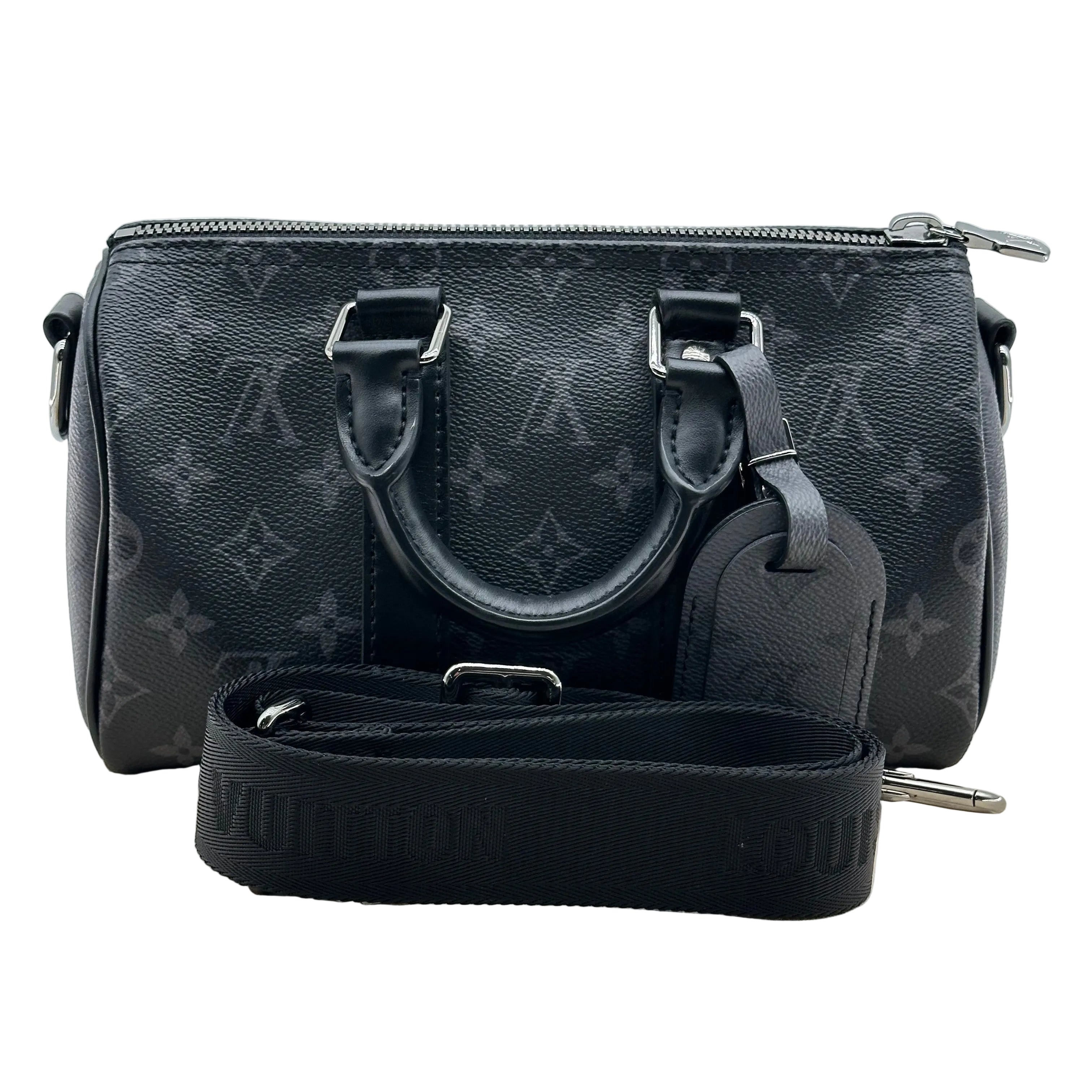 LOUIS VUITTON 2way M46271 IC chip Black Grey Keepall Bandouliere 25	Monogram Eclipse