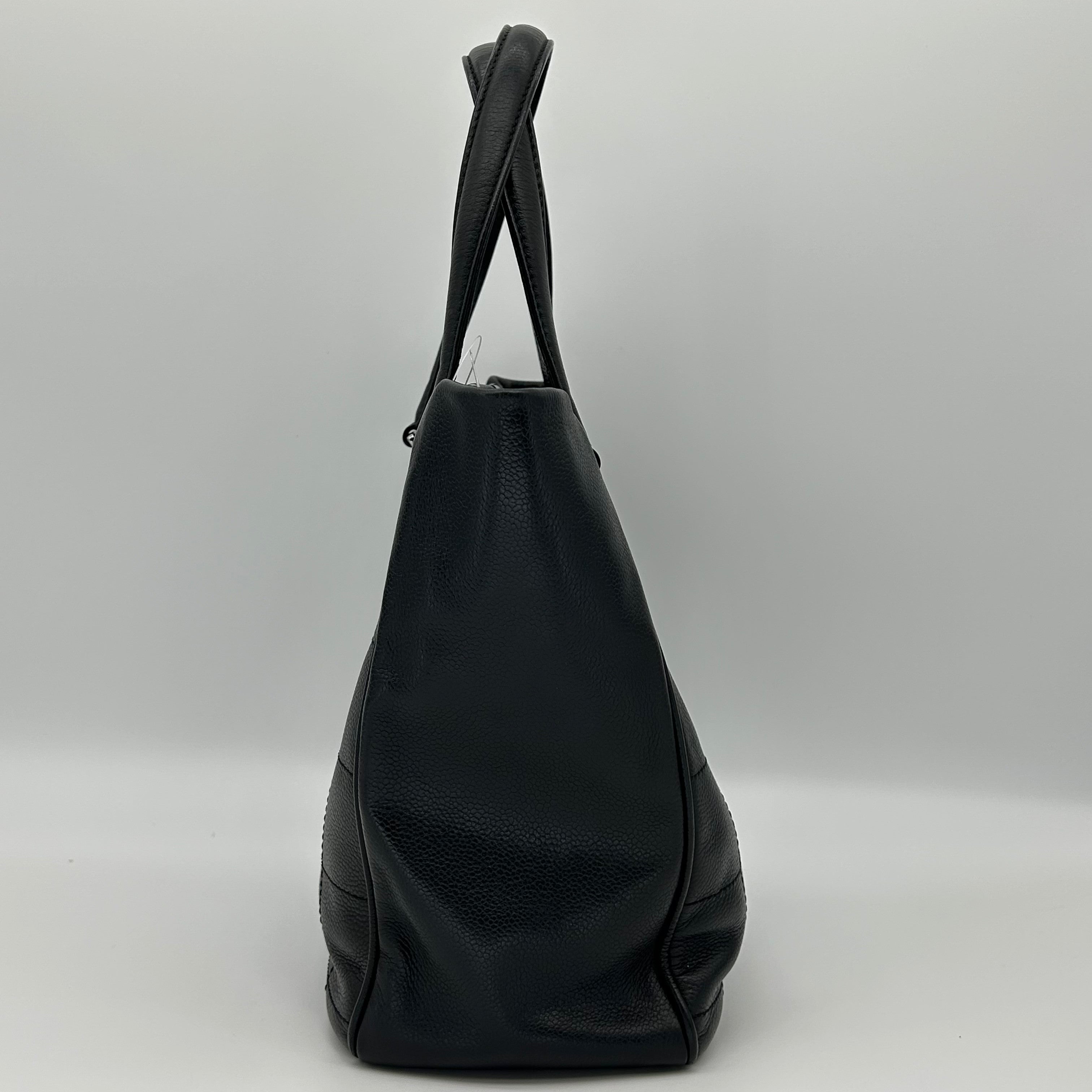 Chanel Tote Black Cavier Leather Silver Hardware 8 Series