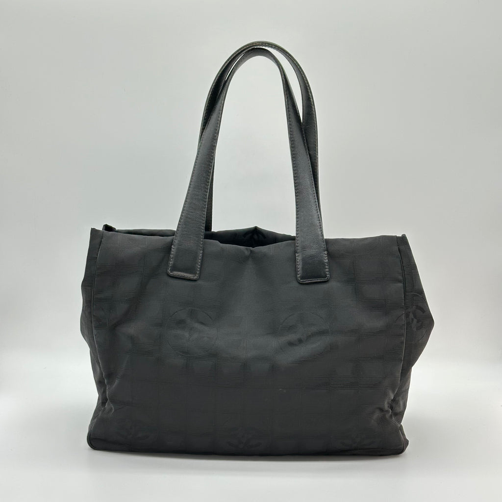 CHANEL Tote Bag leather Nylon canvas Black 6 series