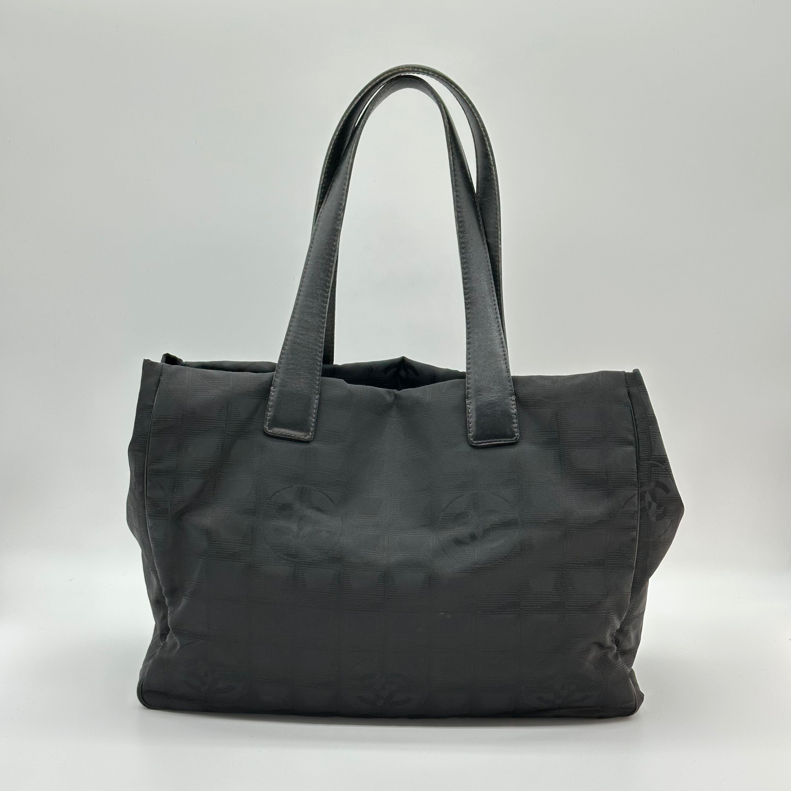 CHANEL Tote Bag leather Nylon canvas Black 6 series
