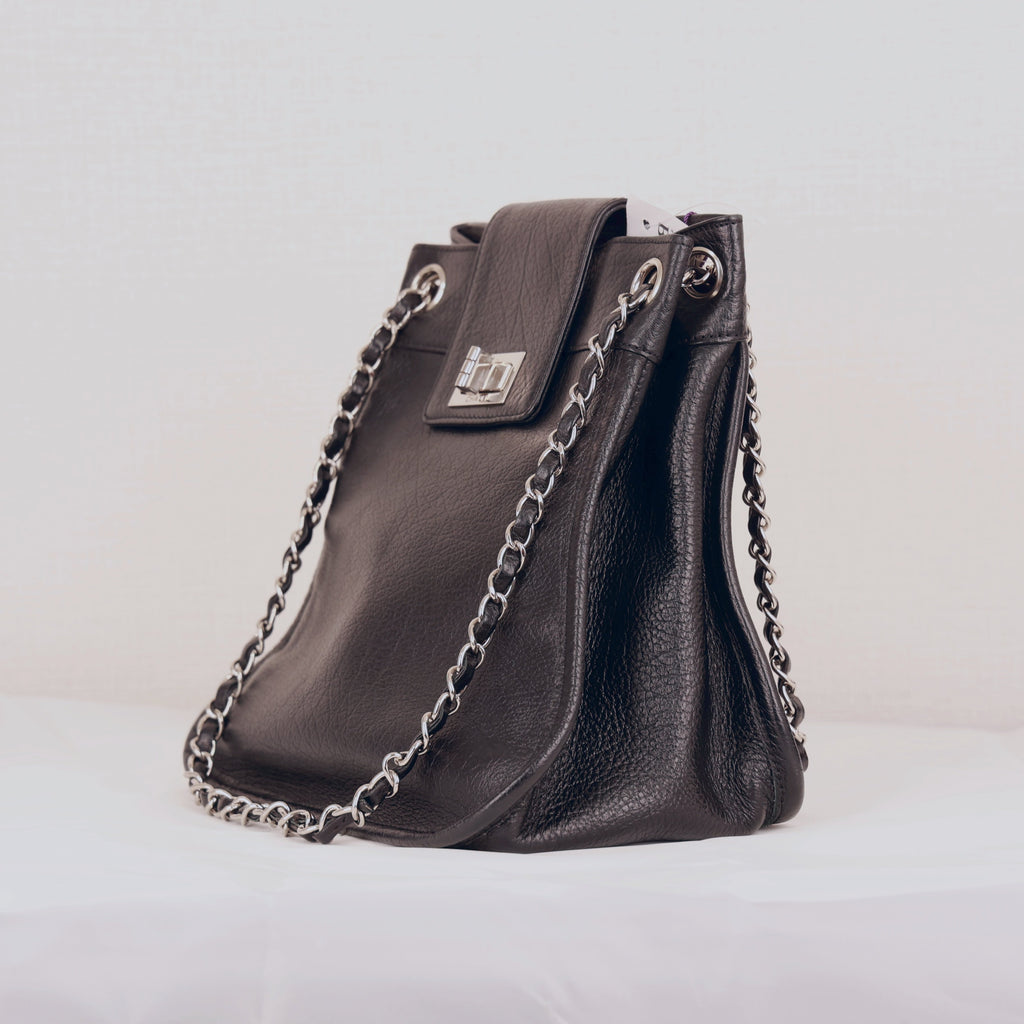 Chanel 2.55 Reissue Mademoiselle Lock Black Calfskin Tote Bag 9 Series