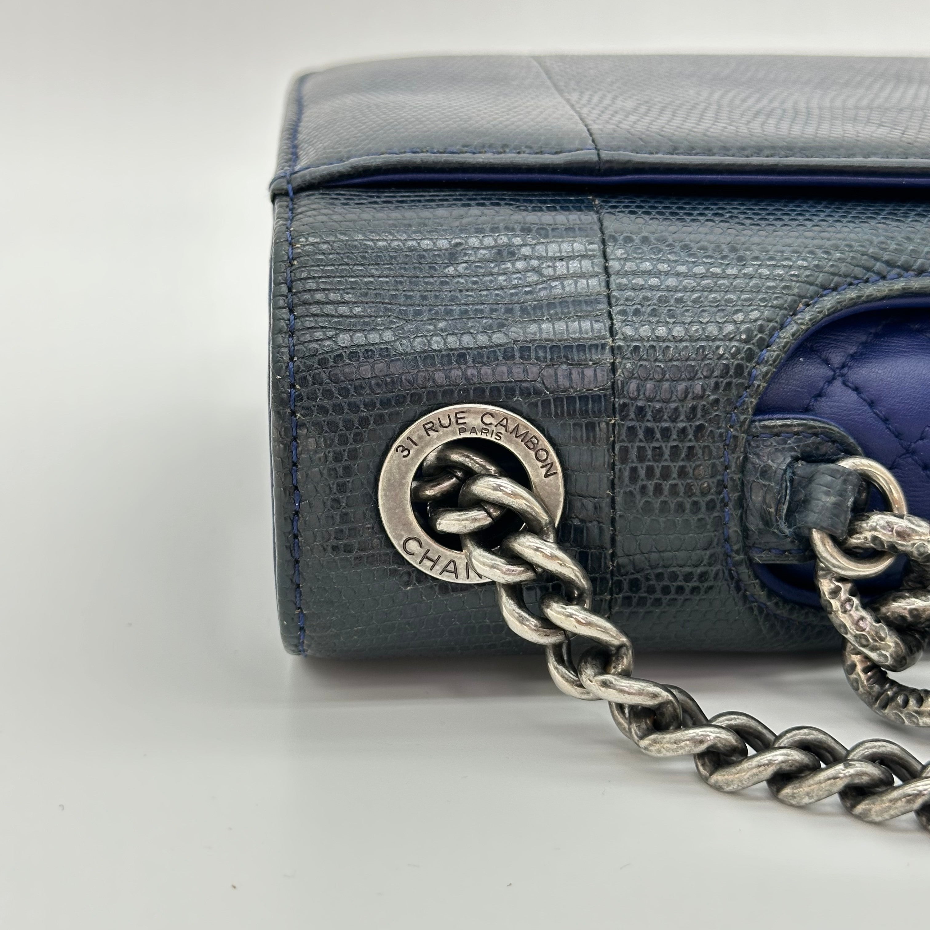 Chanel Blue Lizard Medium Perfect Edge Double Flap Bag production 17 Series