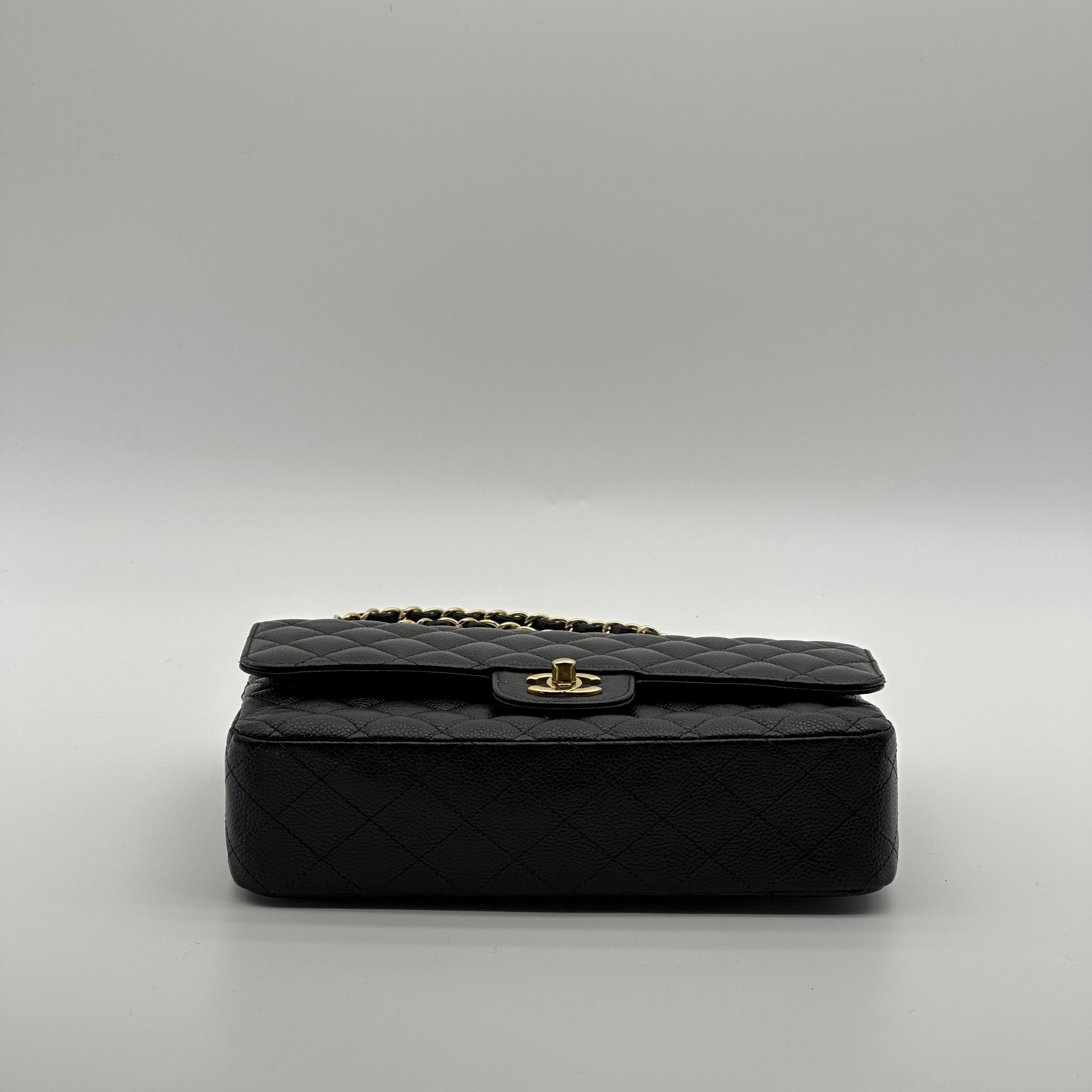 Chanel Matelasse 25 Caviar Skin Double Flap Double Chain Bag Black Gold Metal Fittings 26052533 26XXXXXX A01112