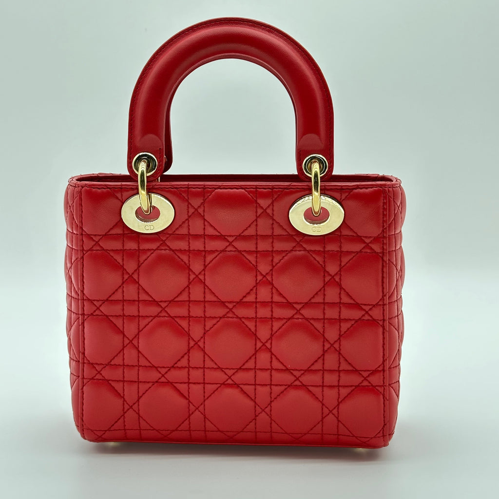 Christian Dior Lambskin Small My ABCDior Lady Dior red