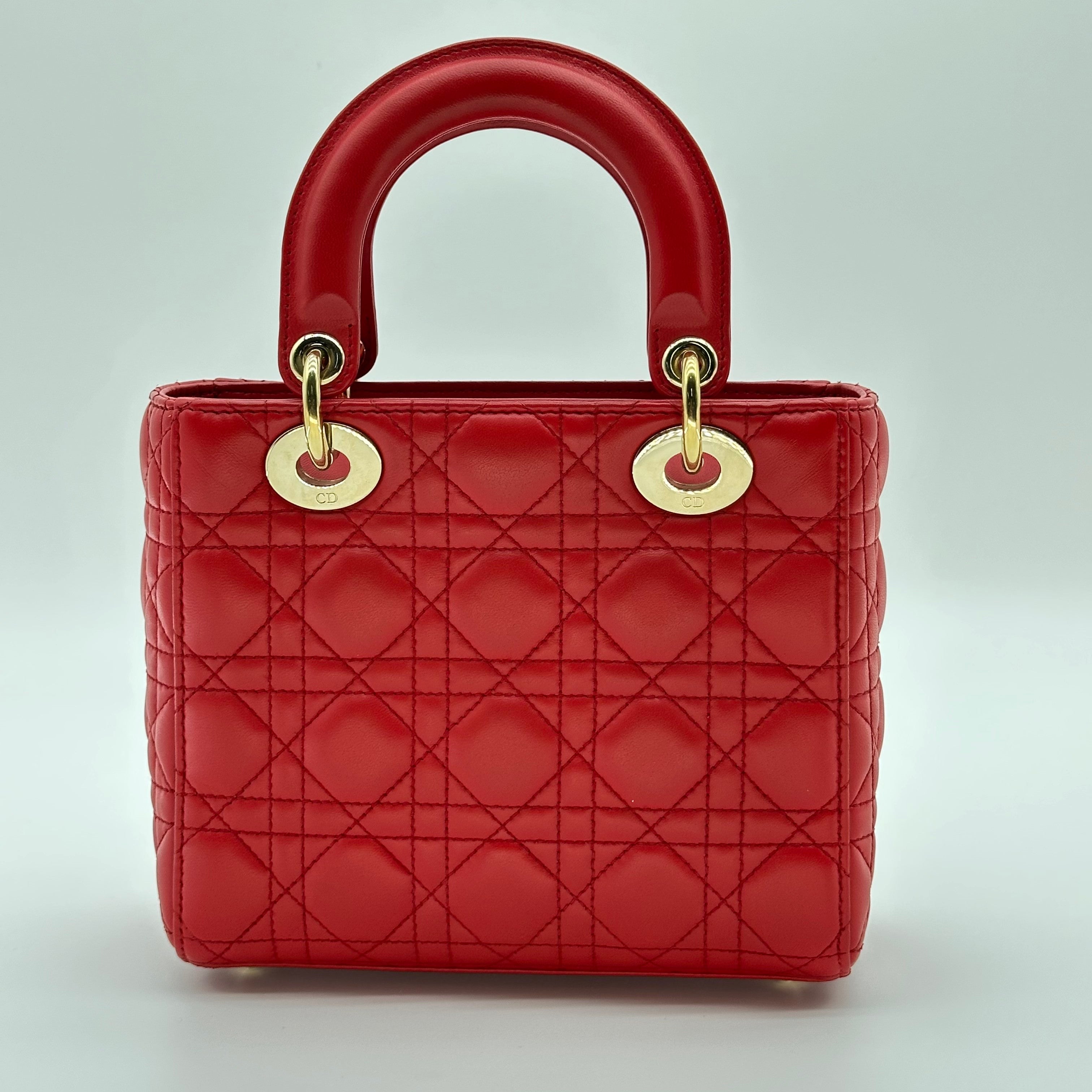 Christian Dior Lambskin Small My ABCDior Lady Dior red