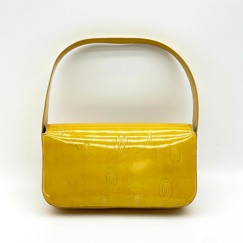 Cartier Patent Leather Happy Birthday Small Yellow Shoulder Bag
