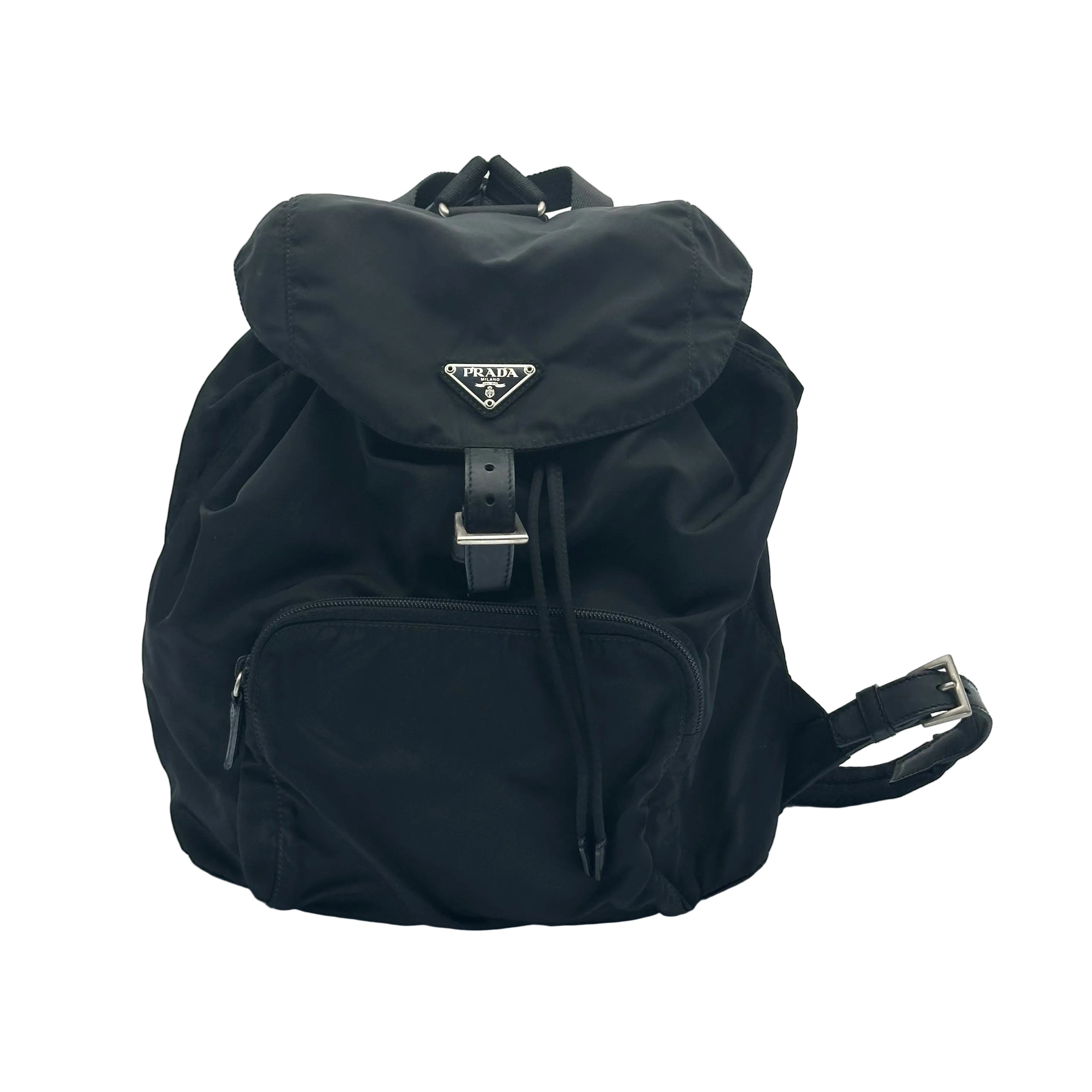 Prada Black Tessuto Nylon Vintage Drawstring Backpack