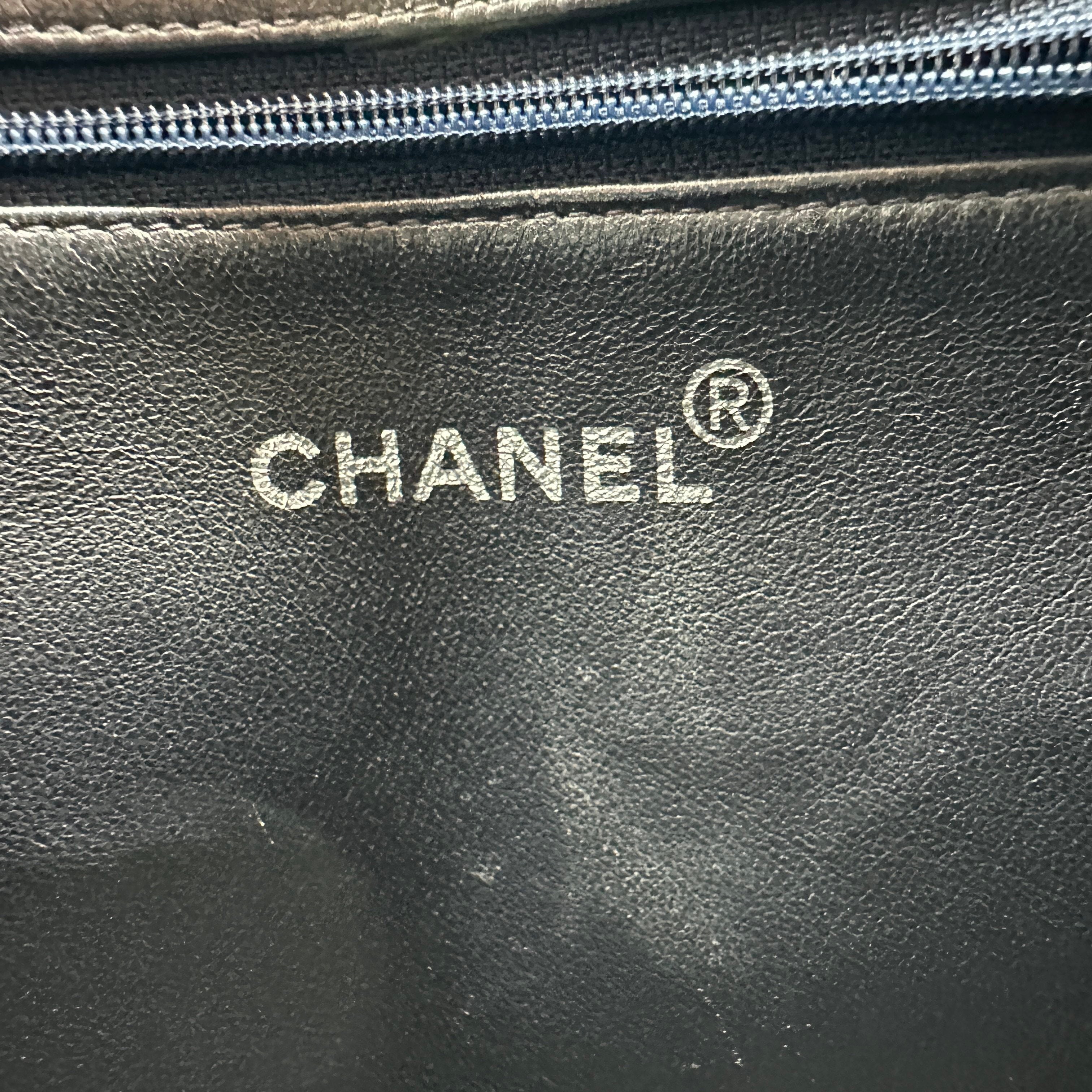 chanel black quilted caviar leather medallion tote bag