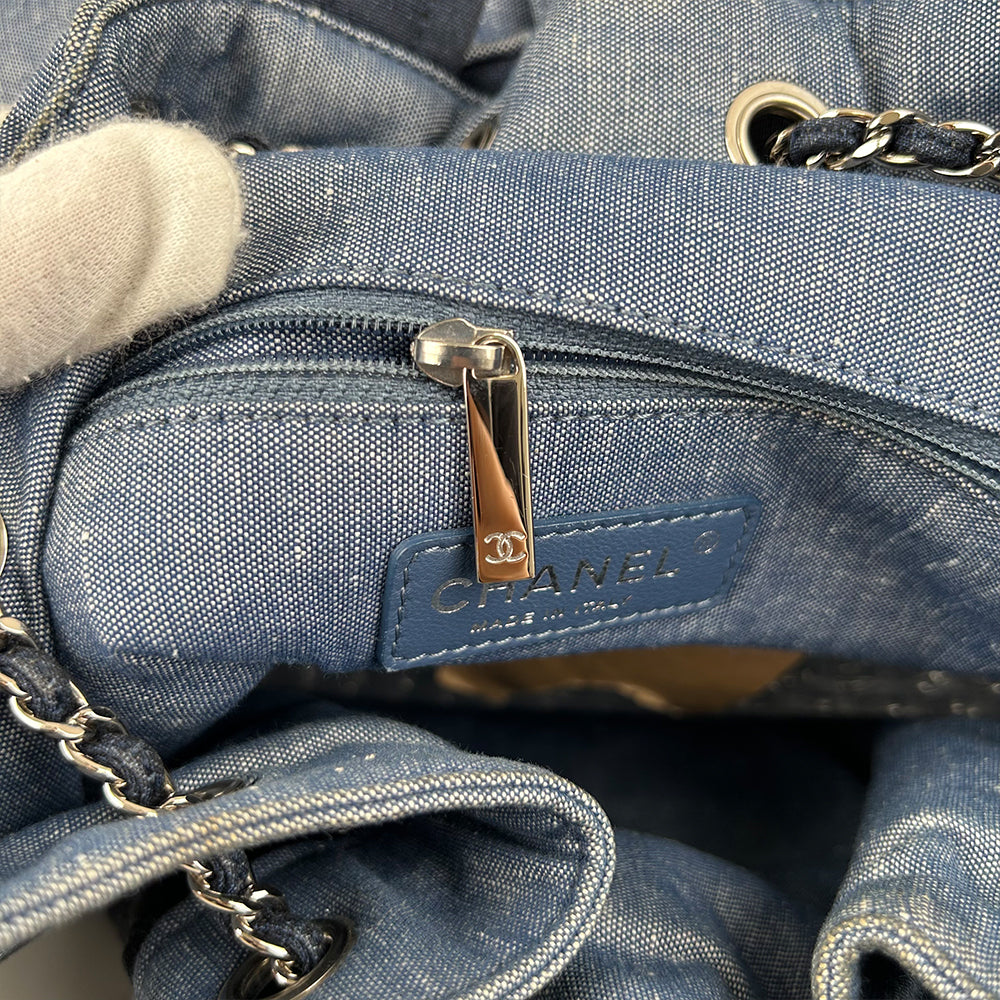 Chanel Blue Quilted Denim Medallion Backpack 2-Way 19 Series