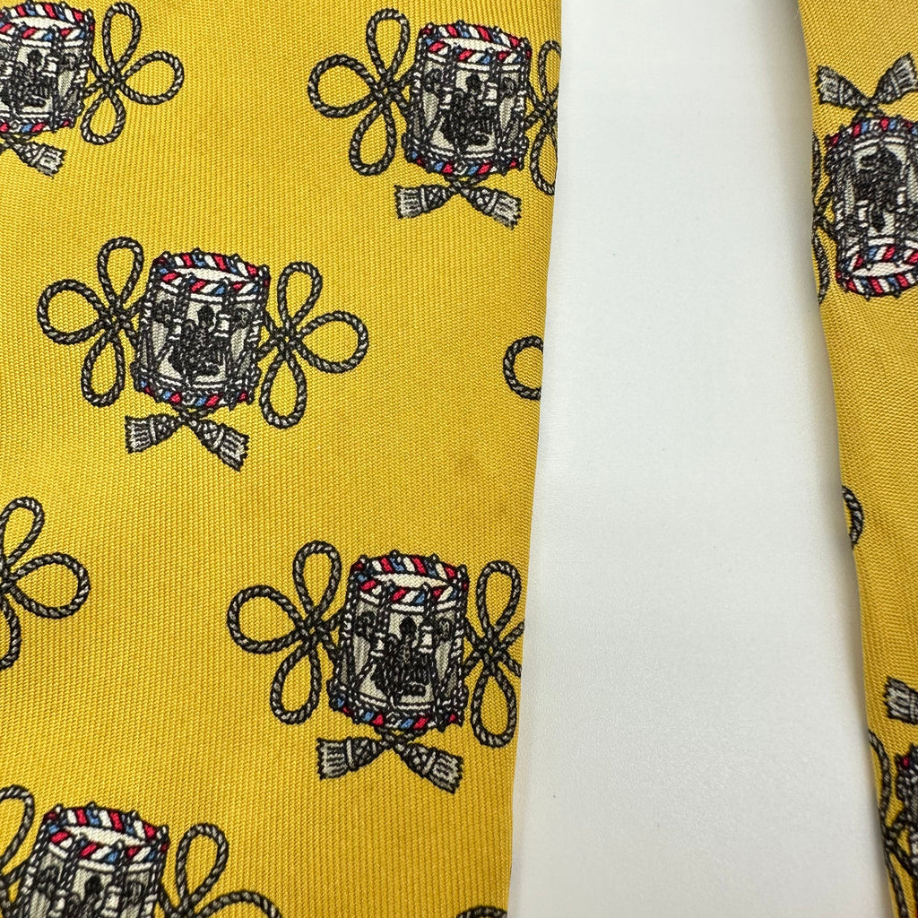 Hermès Hermes Vintage Silk Tie Lamp Motif Print Yellow 100%Silk