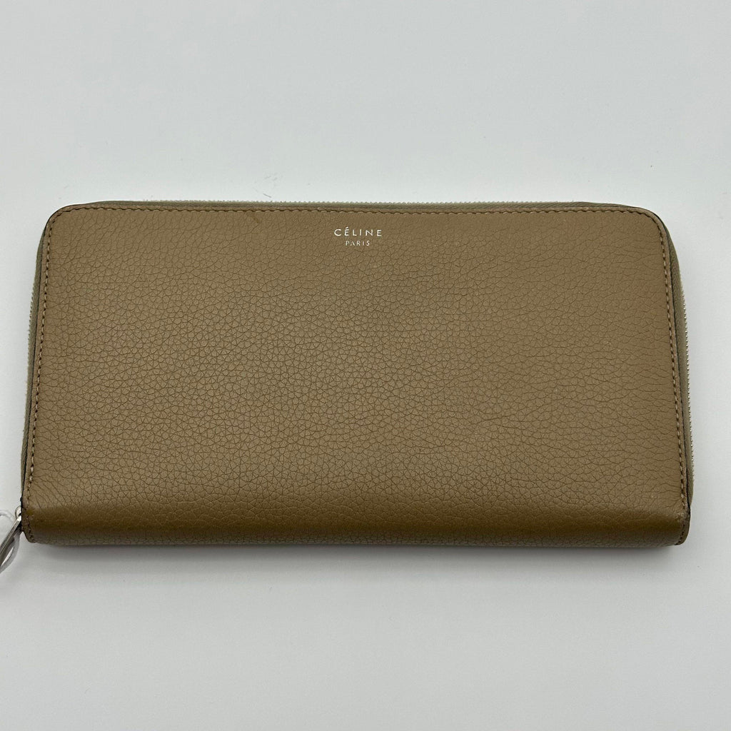 Celine Long Wallet Beige Leather Zip