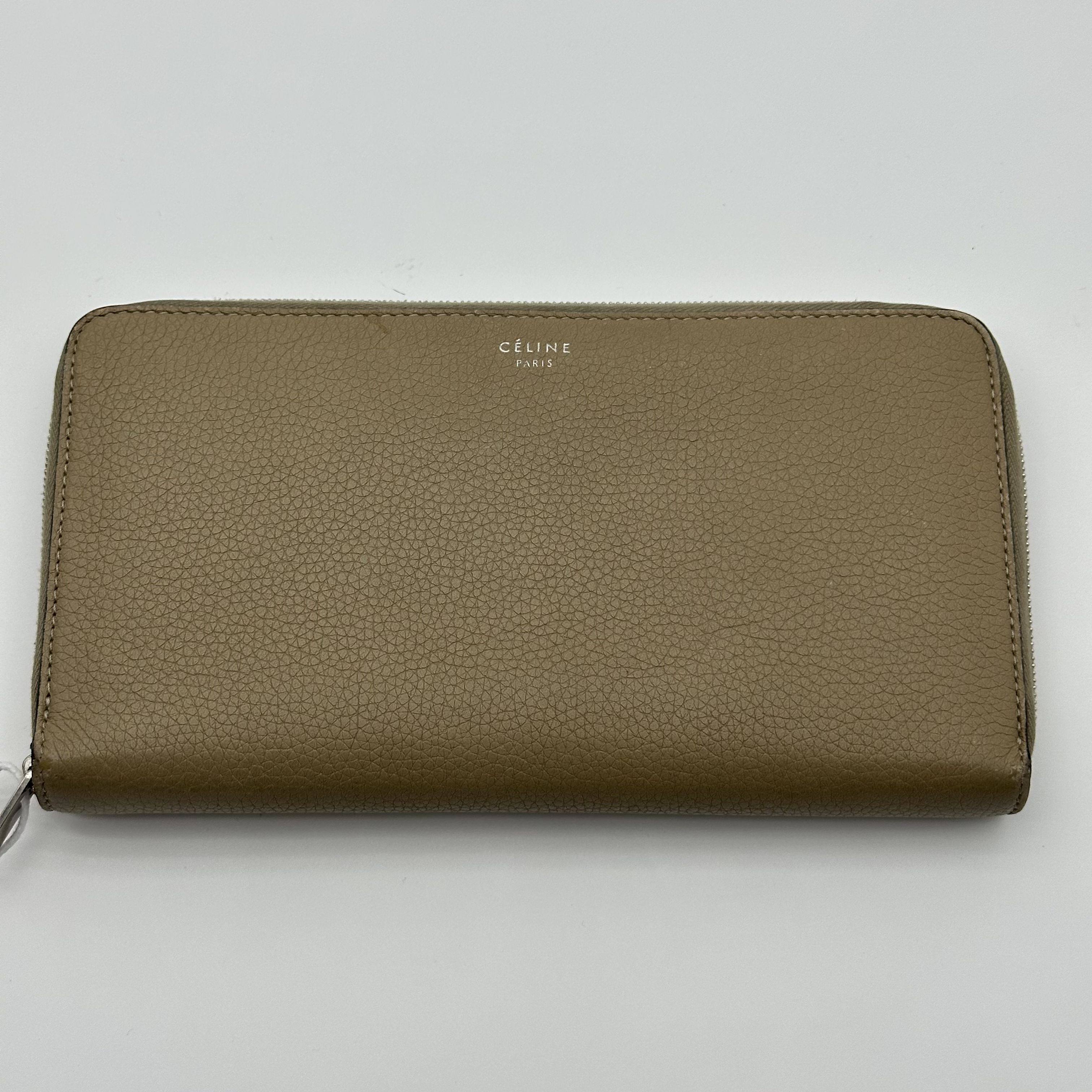 Celine Long Wallet Beige Leather Zip