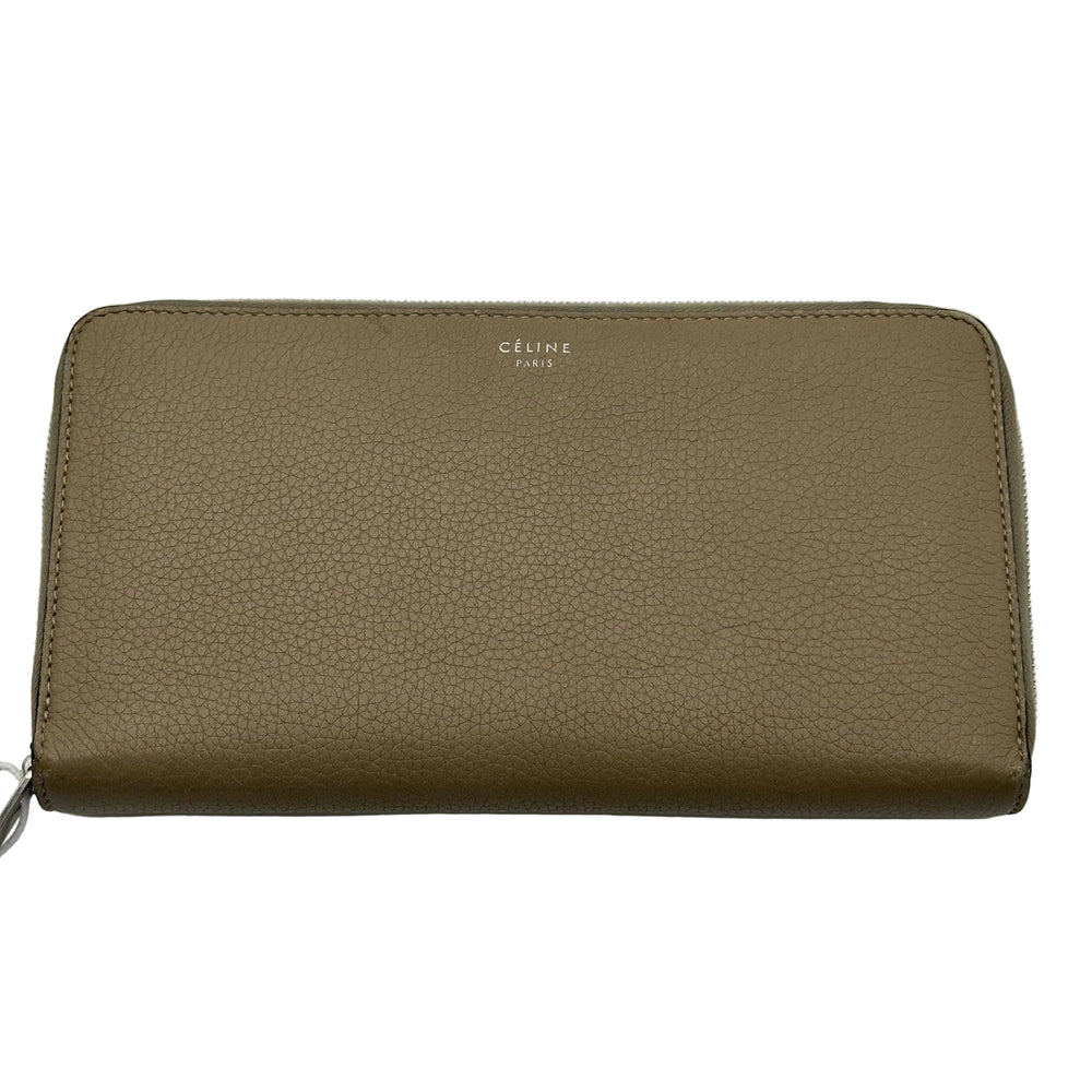 Celine Long Wallet Beige Leather Zip