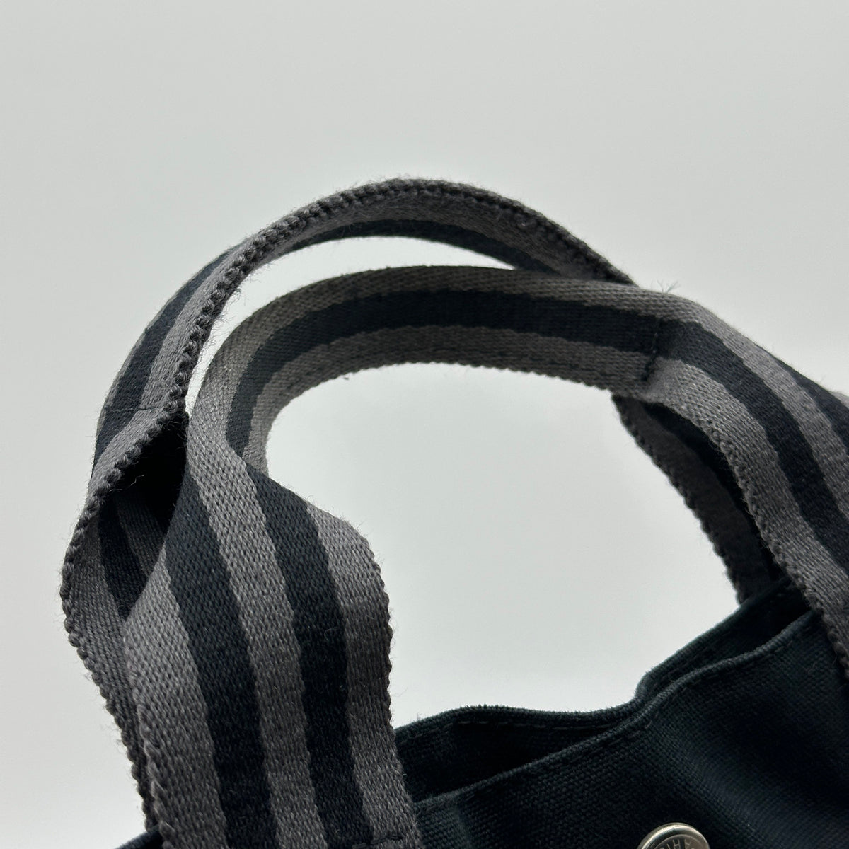 Hermes Herline MM Black Gray Canvas Tote Bag