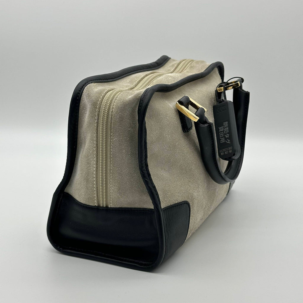 Loewe Amazona 28 Anagram Logo Suede Leather Boston Handbag