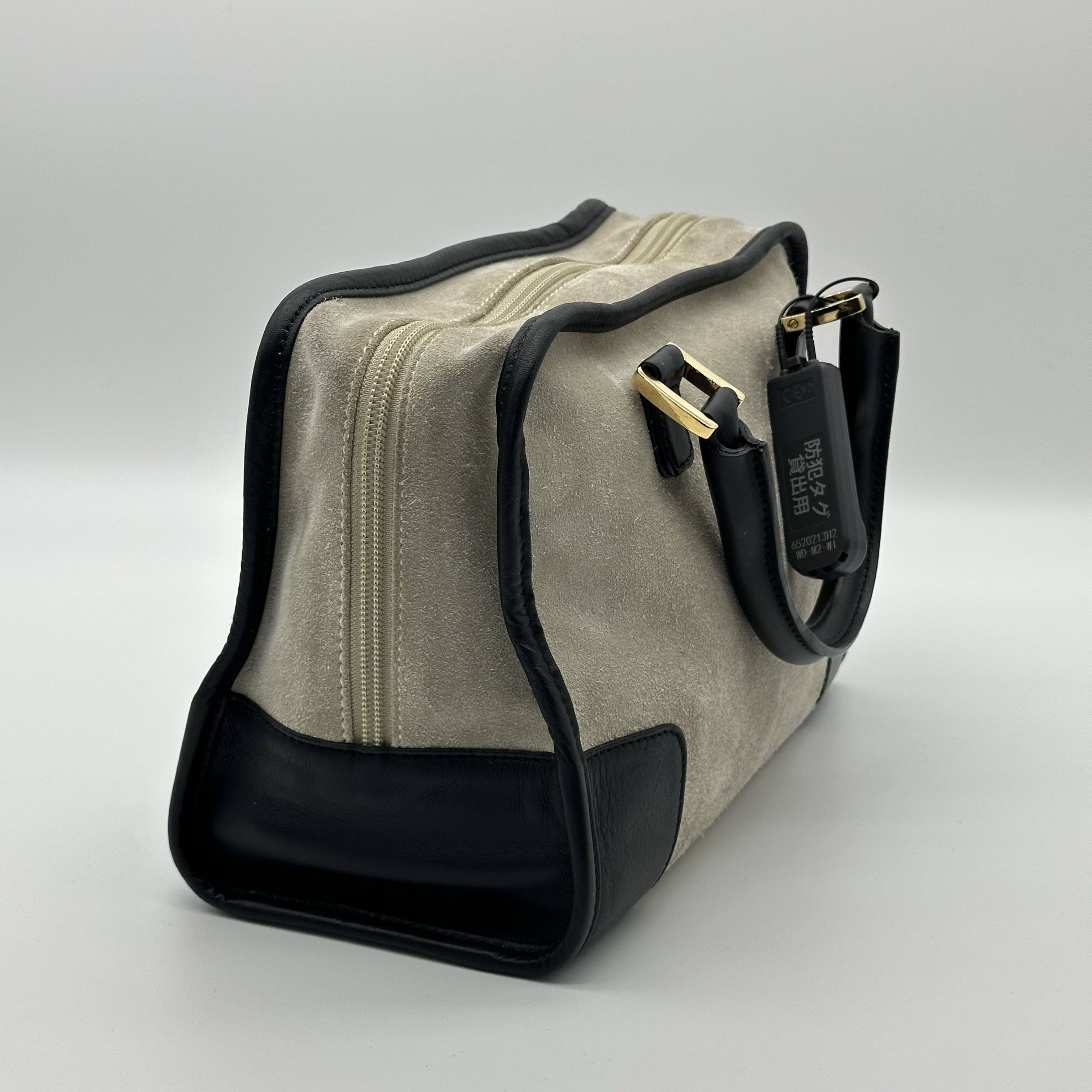 Loewe Amazona 28 Anagram Logo Suede Leather Boston Handbag