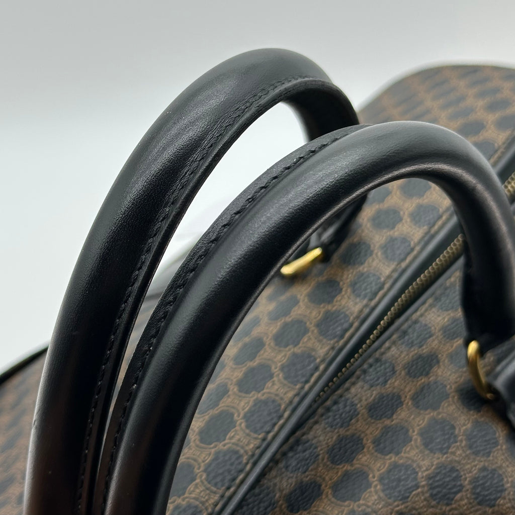 vintage celine black macadam large boston bag travel bag unisex