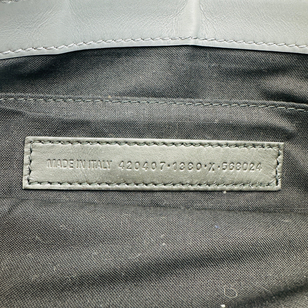 Balenciaga Cotton Canvas and Leather Navy Clip M Beige and Black Clutch Bag