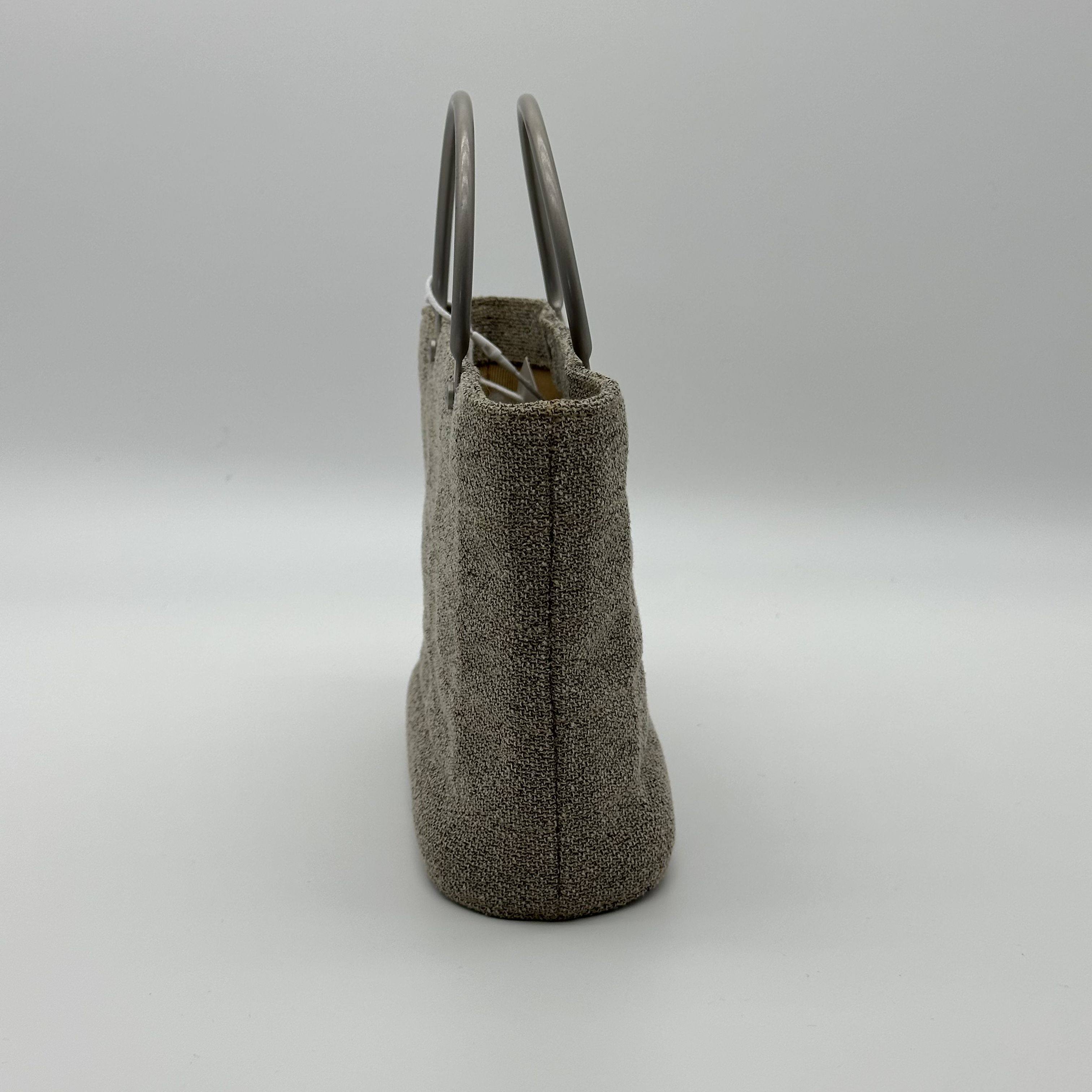 Chanel Mini Canvas Tote Bag Beige Matte Silver Hardware Vintage 5 Series