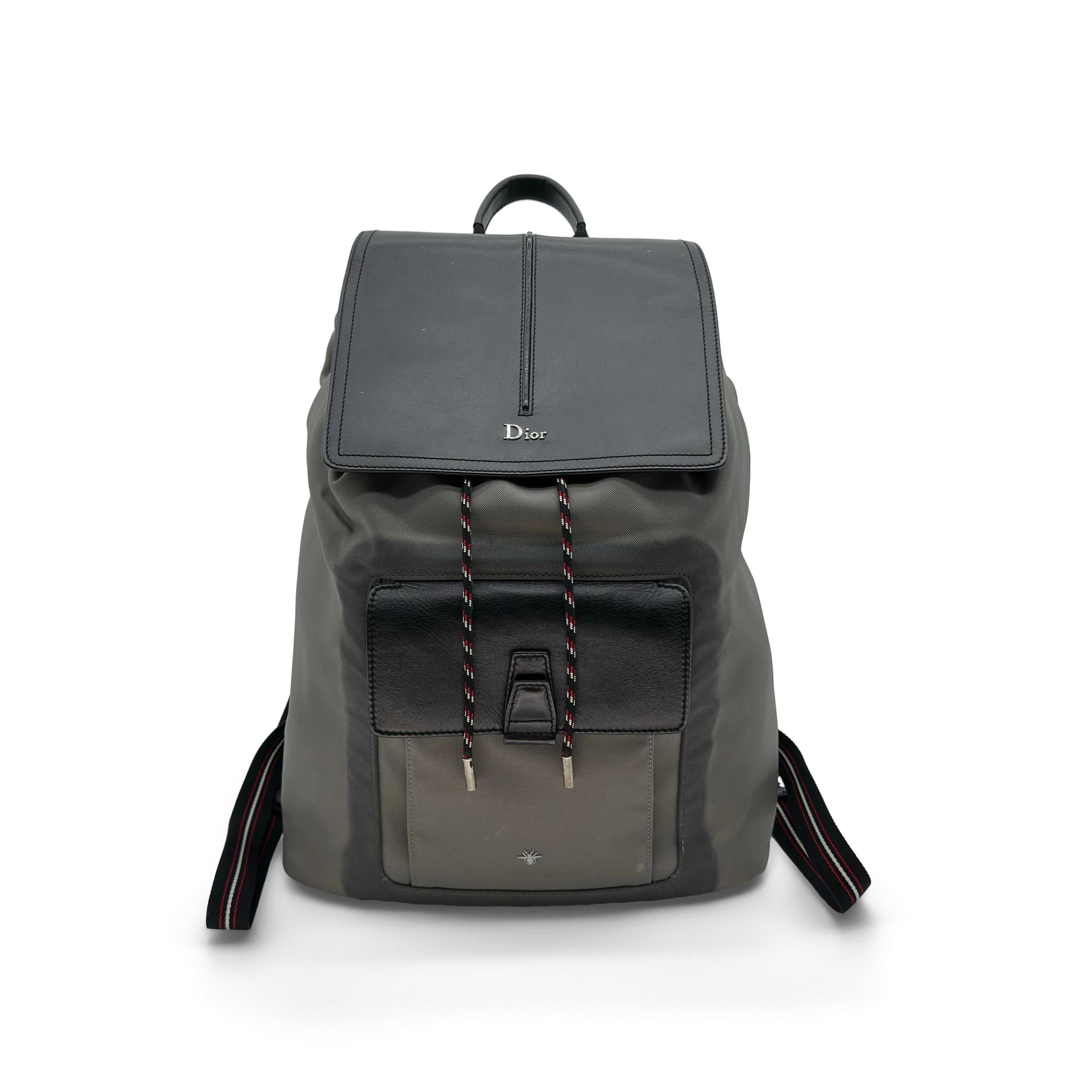 SAC A DOS DIOR HOMME MOTION EN NYLON GRIS ET CUIR NOIR GREY BACKPACK