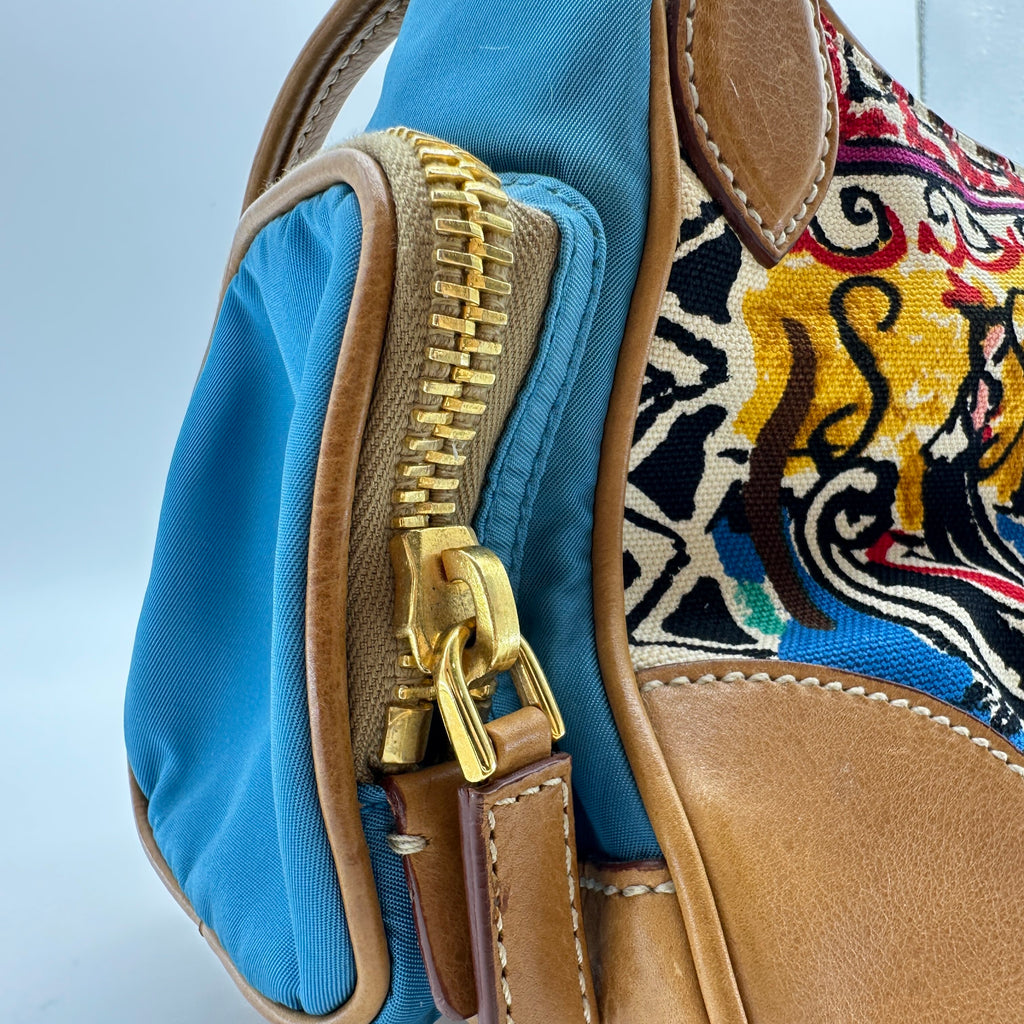 prada cloth mini bag multicolor printed canvas