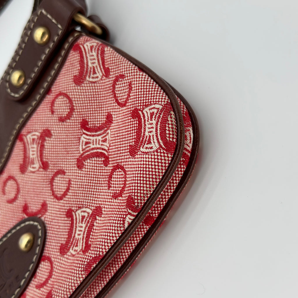 CELINE C Macadam Canvas Shoulder Bag Pink