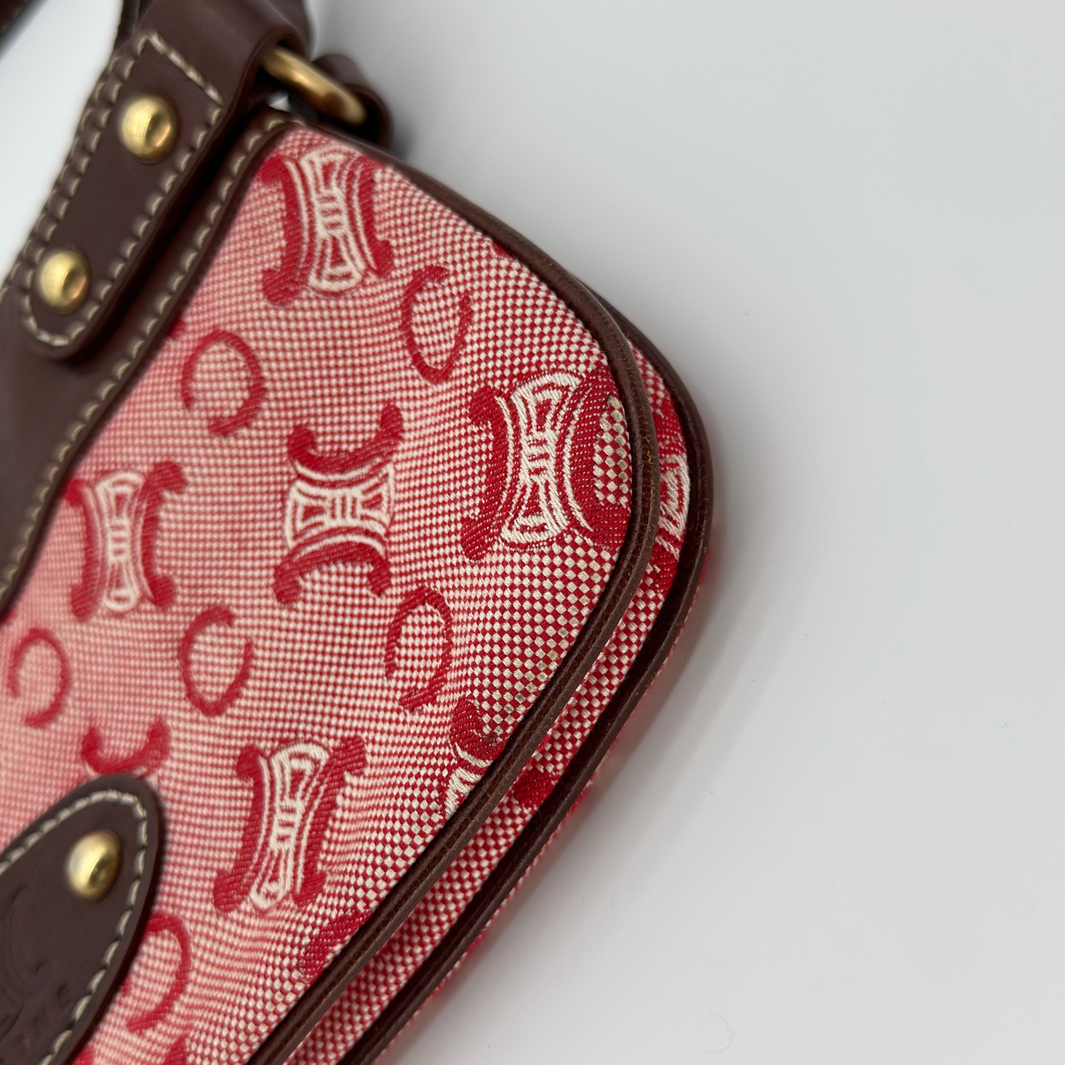 CELINE C Macadam Canvas Shoulder Bag Pink