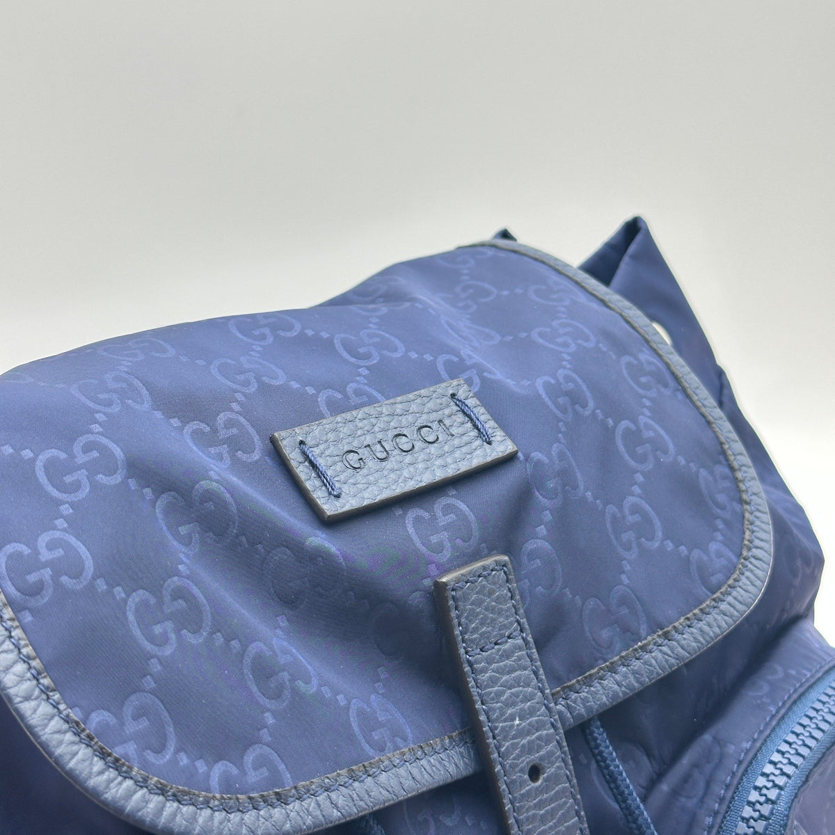 Gucci Nylon Guccissima Monogram Blue Backpack