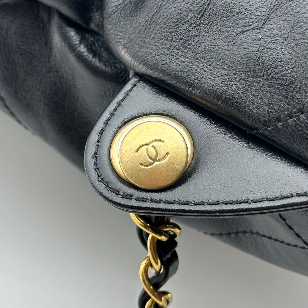 CHANEL 22 Backpack Black Calfskin Gold Hardware small