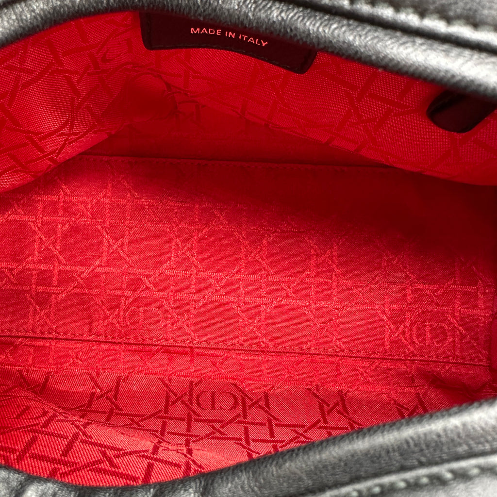 christian dior cannage lady dior leather 2 way handbag black