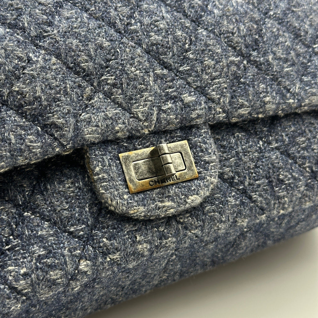 Chanel Quilted Denim Blue Chain Shoulder Bag