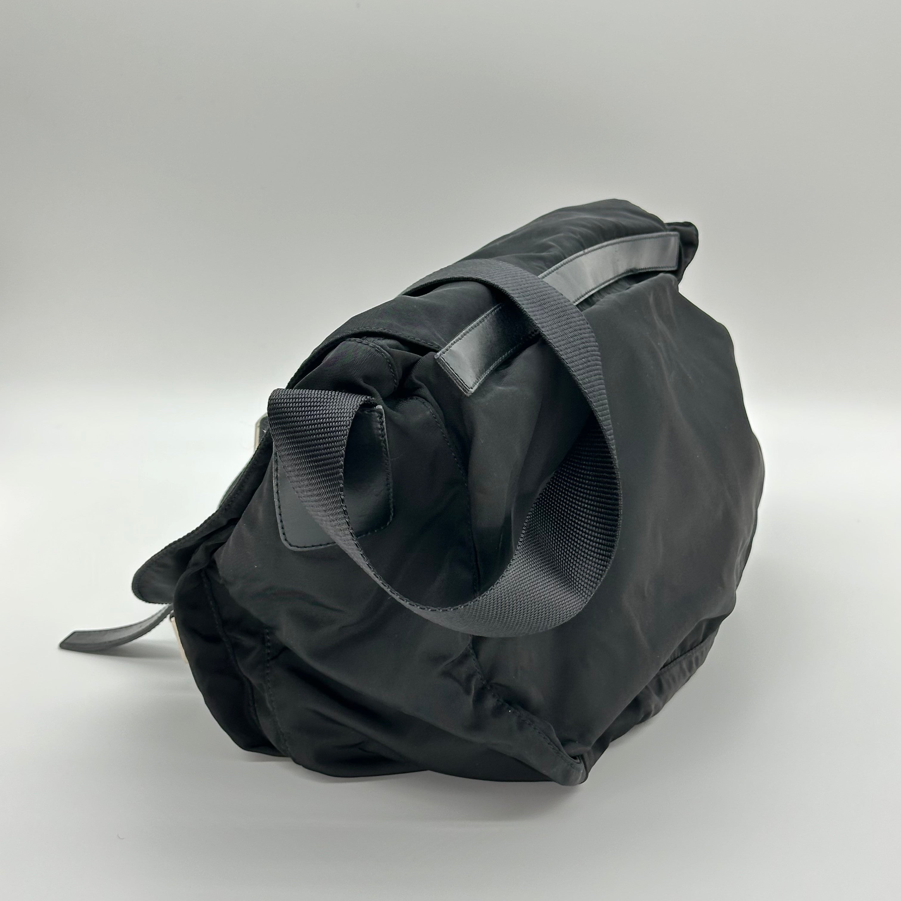 Prada Shoulder Bag Messenger Nylon Triangle Logo Black