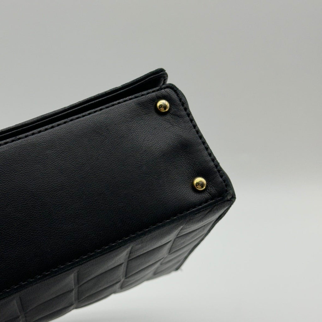 Chanel Choco Bar Quilted Black Leather Shoulder Bag