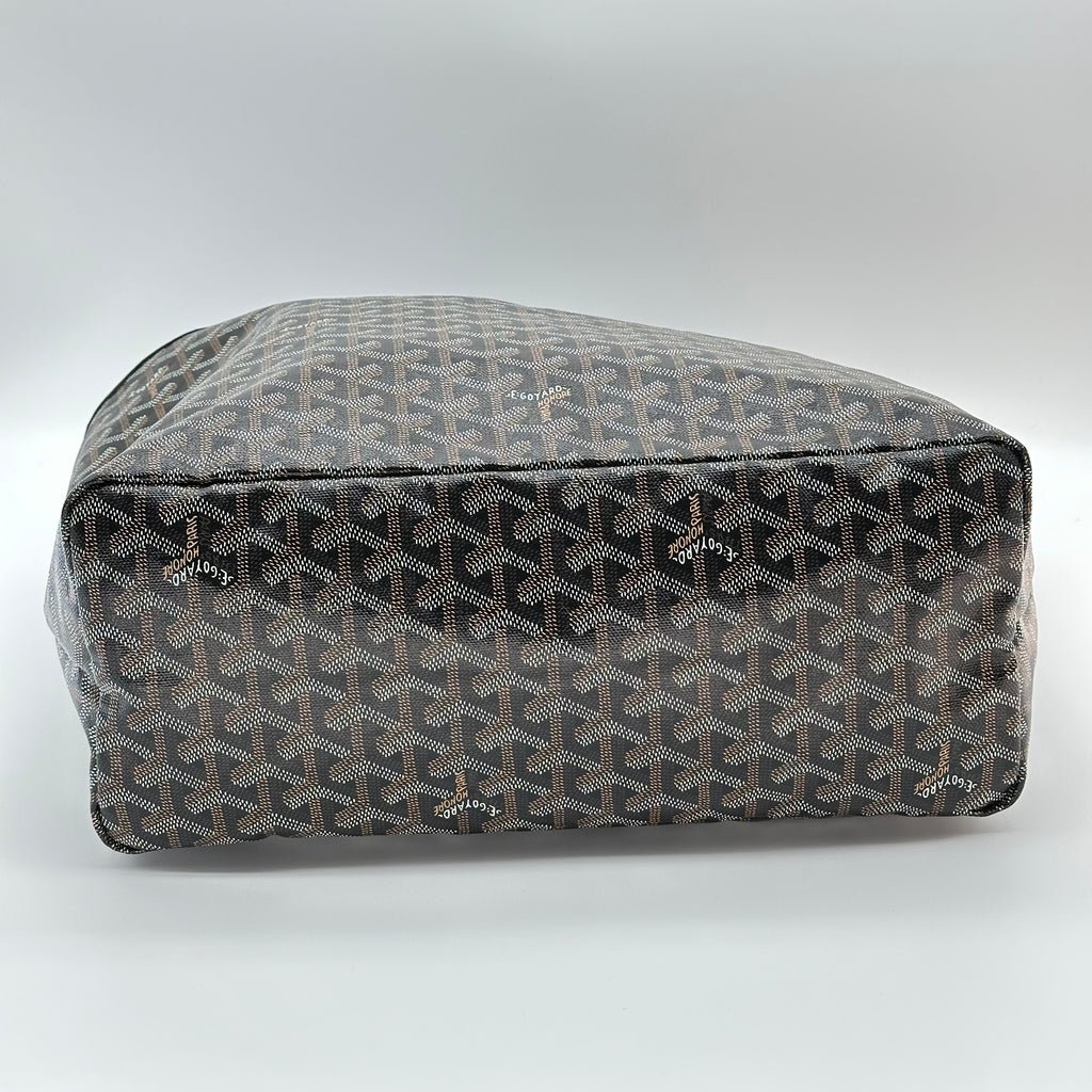 Goyard Saint Louis PM 手提包黑色 Monogram 帆布 PVC 皮革单肩购物袋