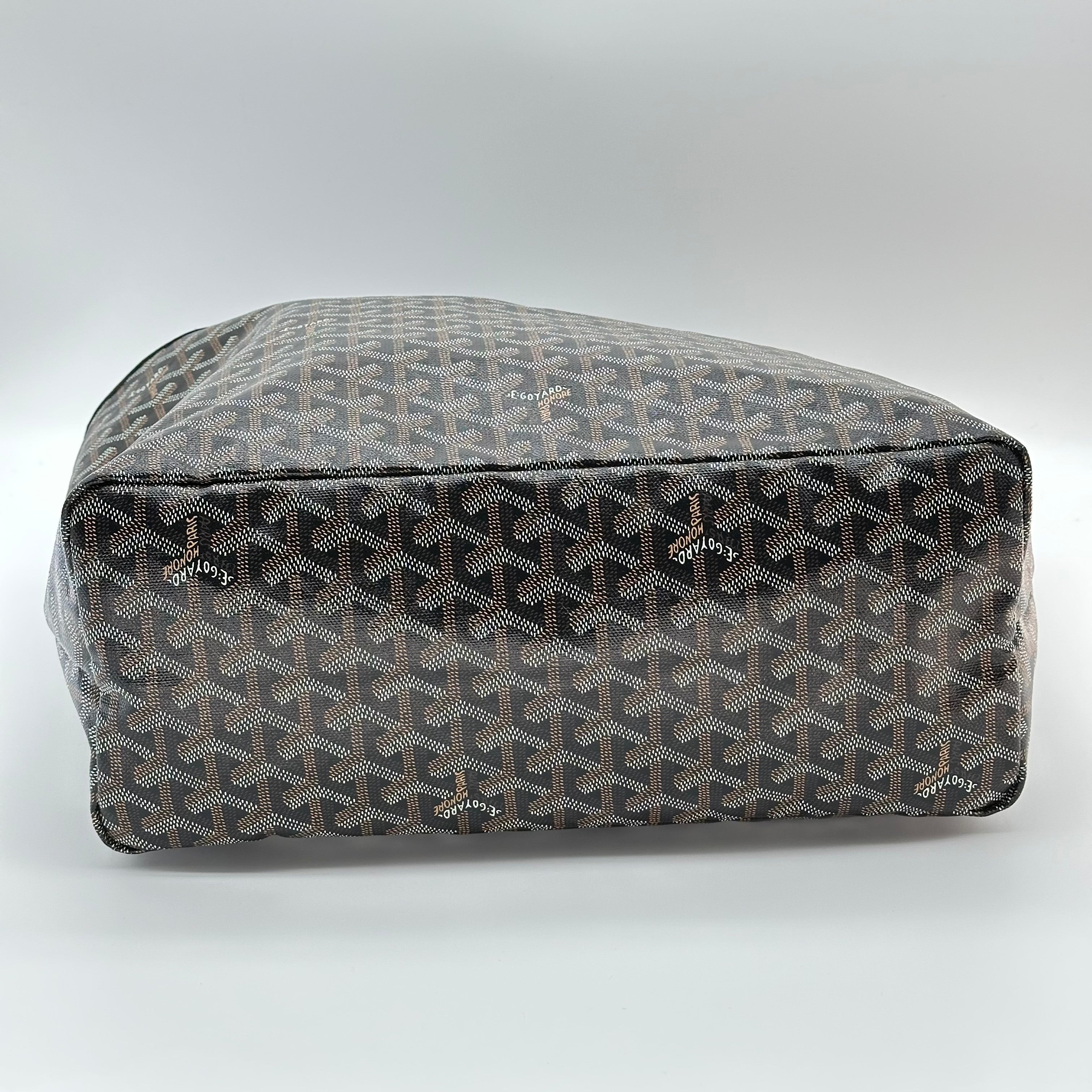 Goyard Saint Louis PM 手提包黑色 Monogram 帆布 PVC 皮革单肩购物袋