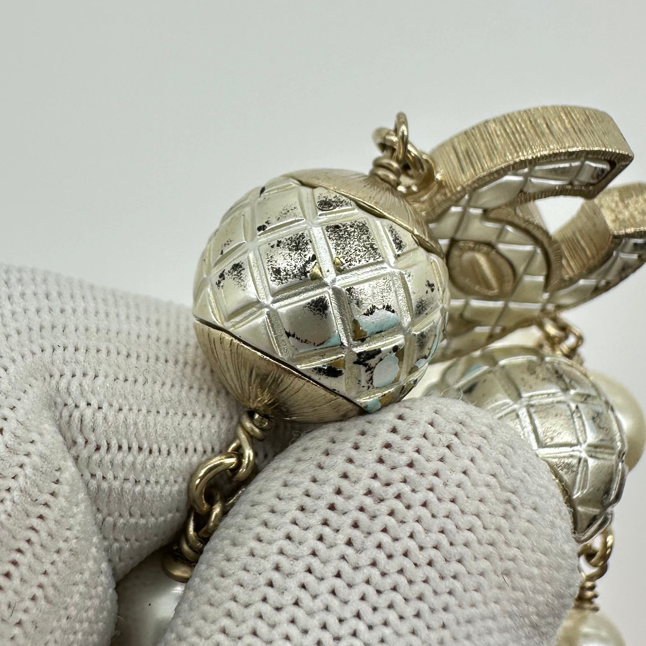 Chanel Double C Pearl Sweater Chain Necklace