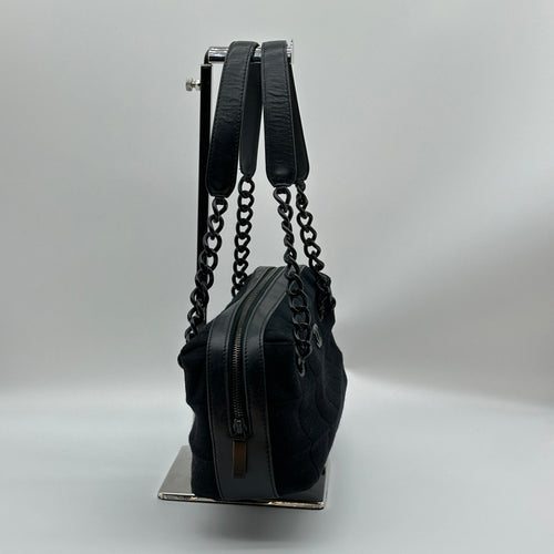 Chanel Chocolate Bar Cotton Chain Shoulder Bag Black Black Metal Fittings 7040713 7XXXXXX