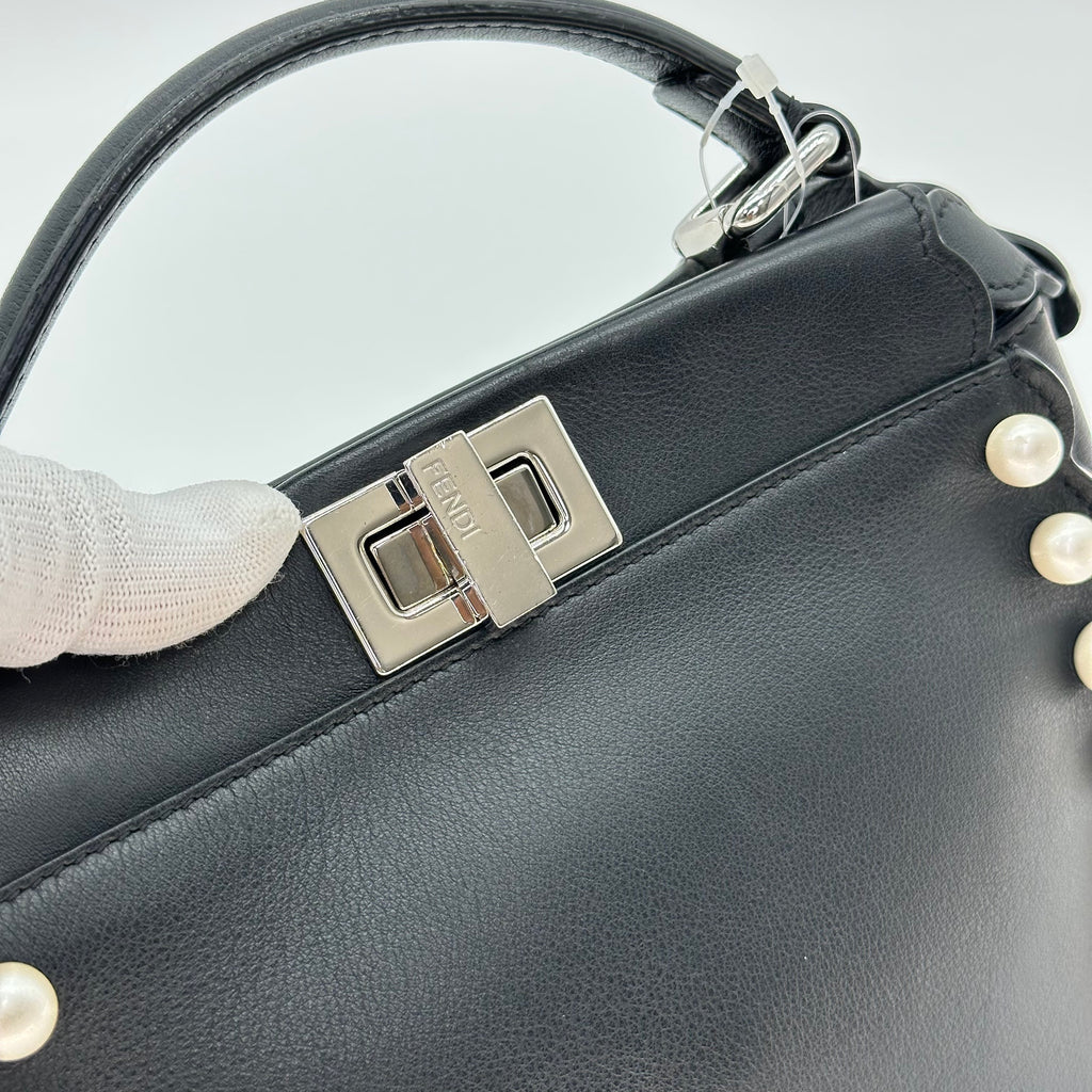 FENDI Peekaboo Handbag Shoulder Bag 2WAY Pearl