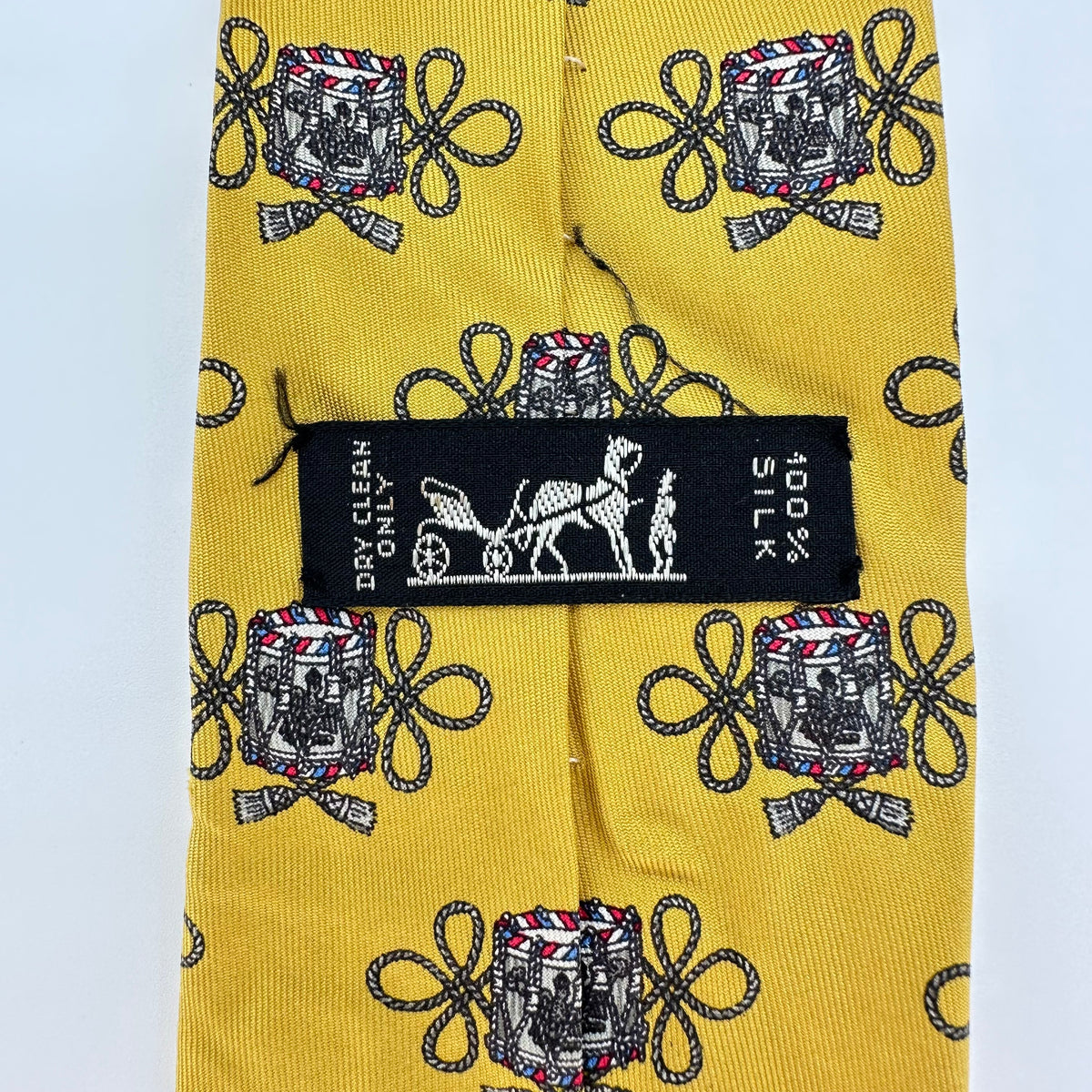 Hermès Hermes Vintage Silk Tie Lamp Motif Print Yellow 100%Silk