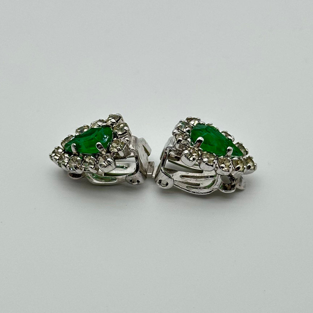 Christian Dior Emerald Green Clip-On Earrings Vintage