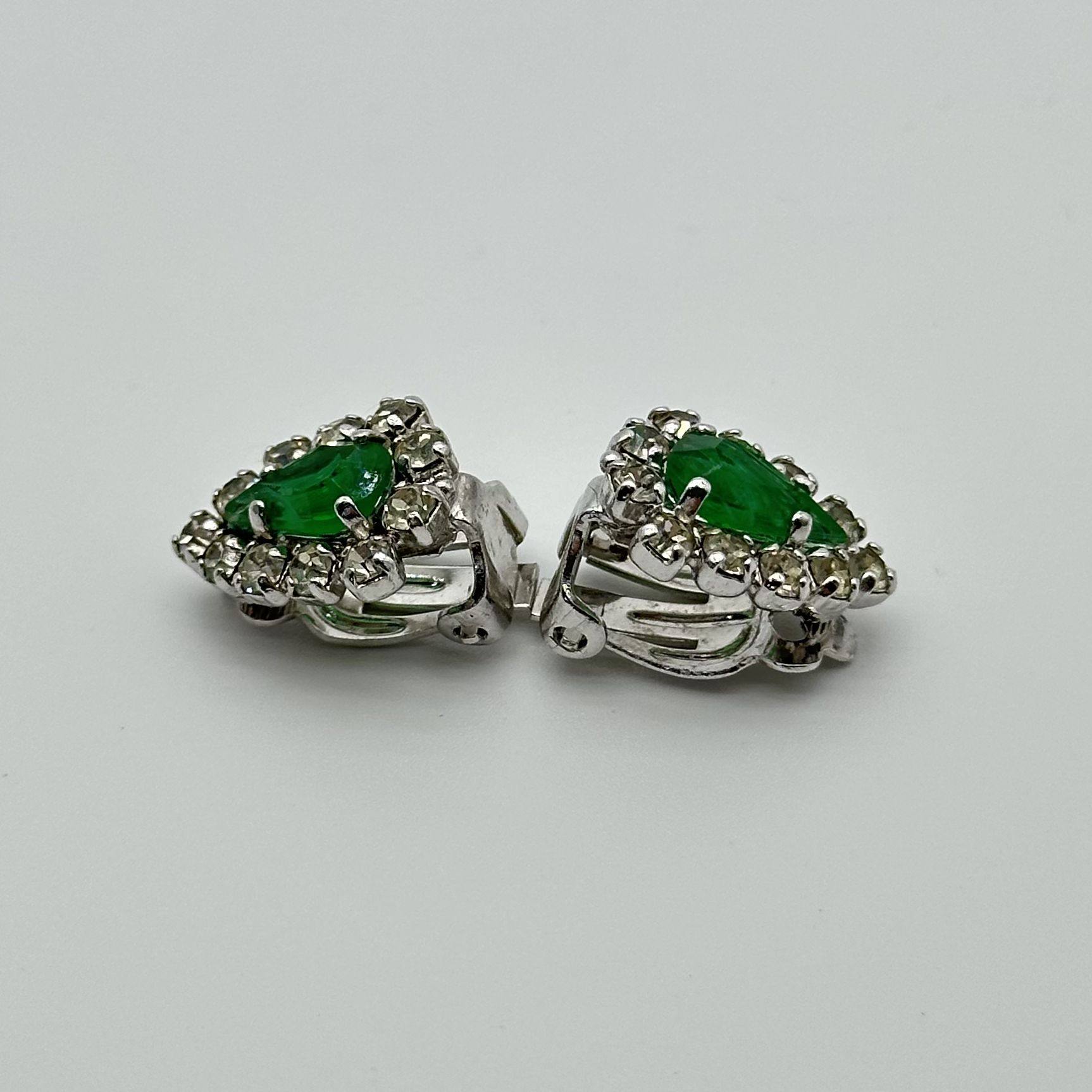 Christian Dior Emerald Green Clip-On Earrings Vintage
