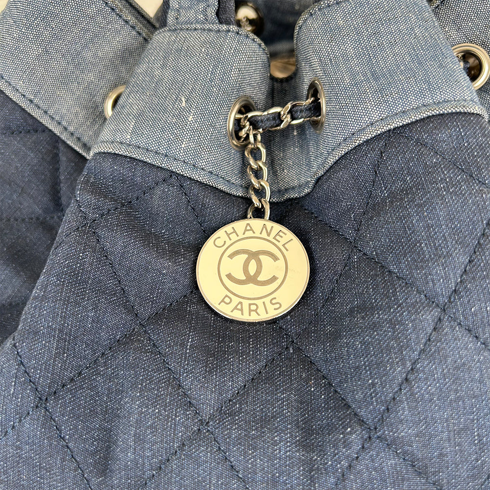 Chanel Blue Quilted Denim Medallion Backpack 2-Way 19 Series