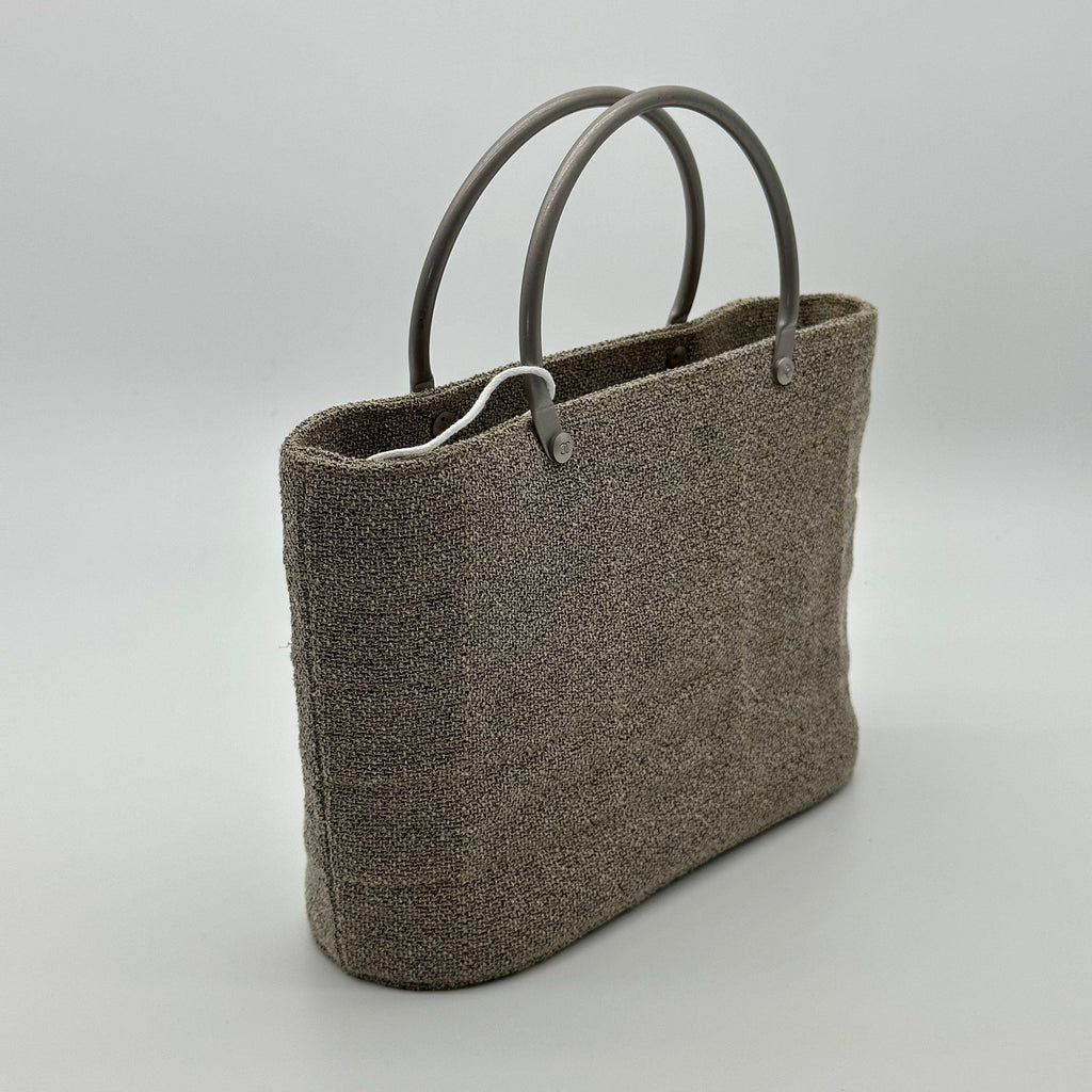 Chanel Mini Canvas Tote Bag Beige Matte Silver Hardware Vintage 5 Series