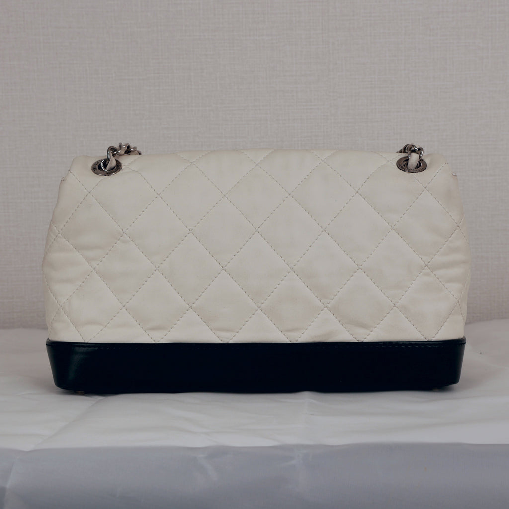 Chanel 马特拉塞翻盖包 白色×黑色 银色单肩斜挎包 14系列