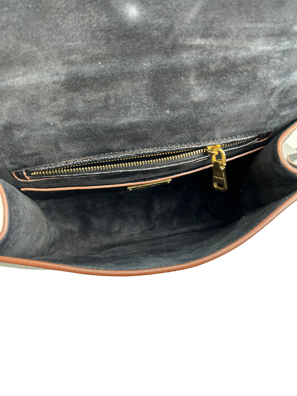 MIUMIU Sac à bandoulière à rabat en cuir Madras noir orné de cristaux et boucle