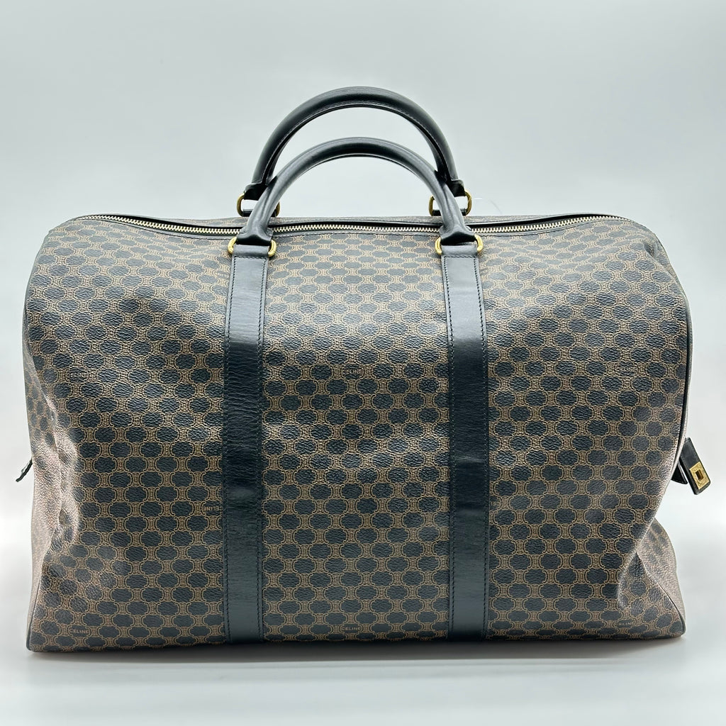 vintage celine black macadam large boston bag travel bag unisex