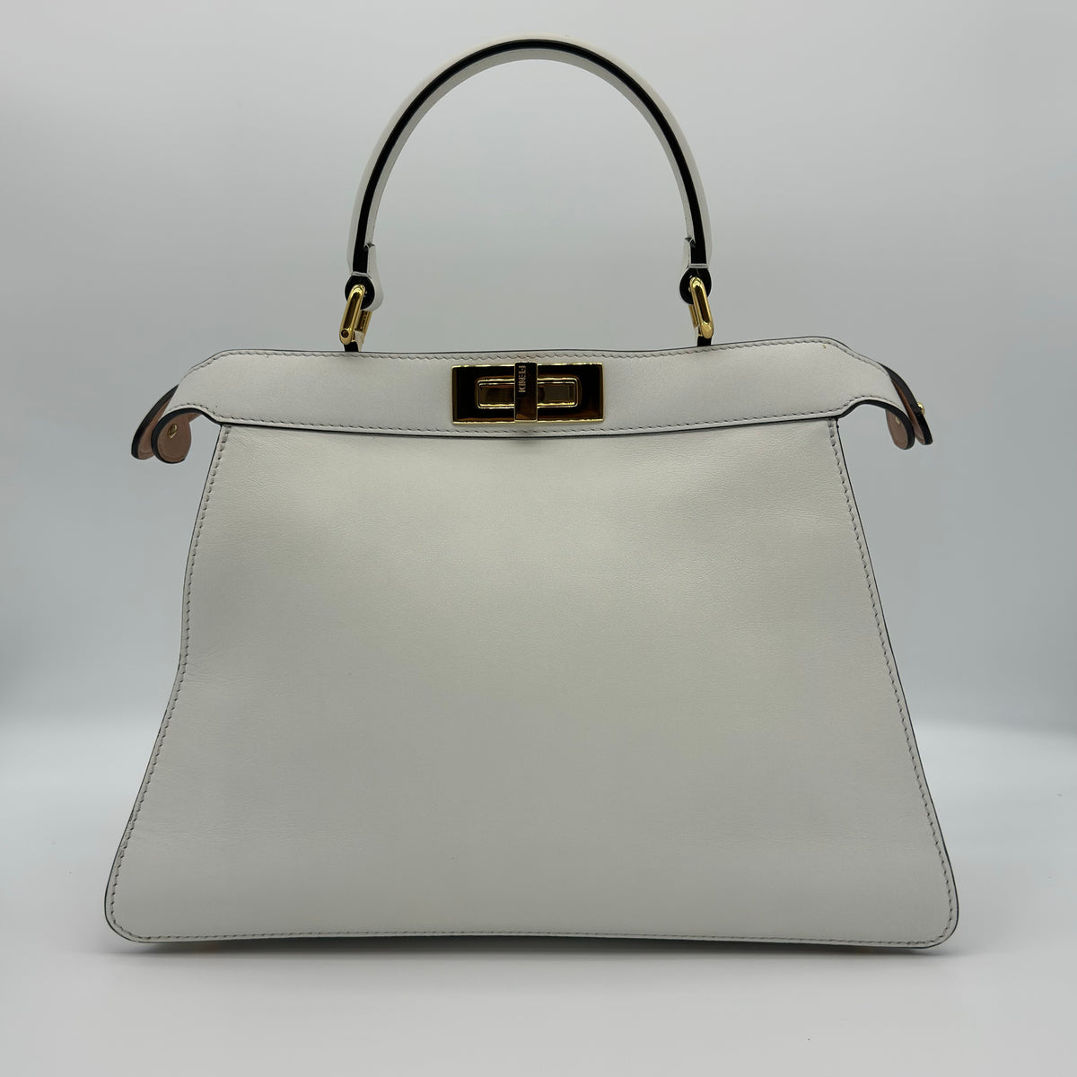 Fendi Calfskin Selleria Peekaboo Ivory White Handbag