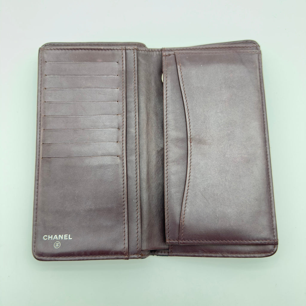 Chanel Quilted Caviar Calfskin Coco Mark Black Long Wallet