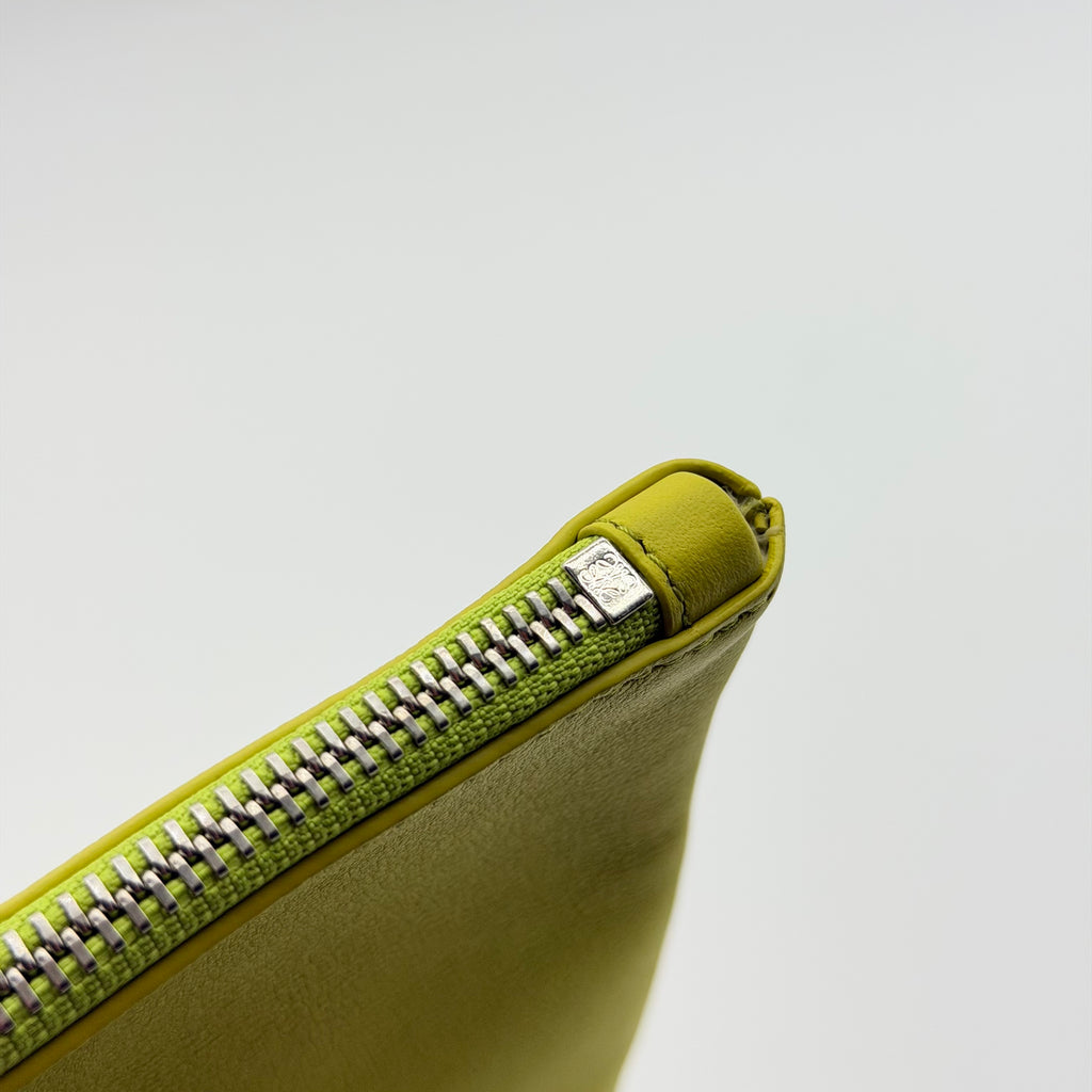 loewe mini pouch lime green leather